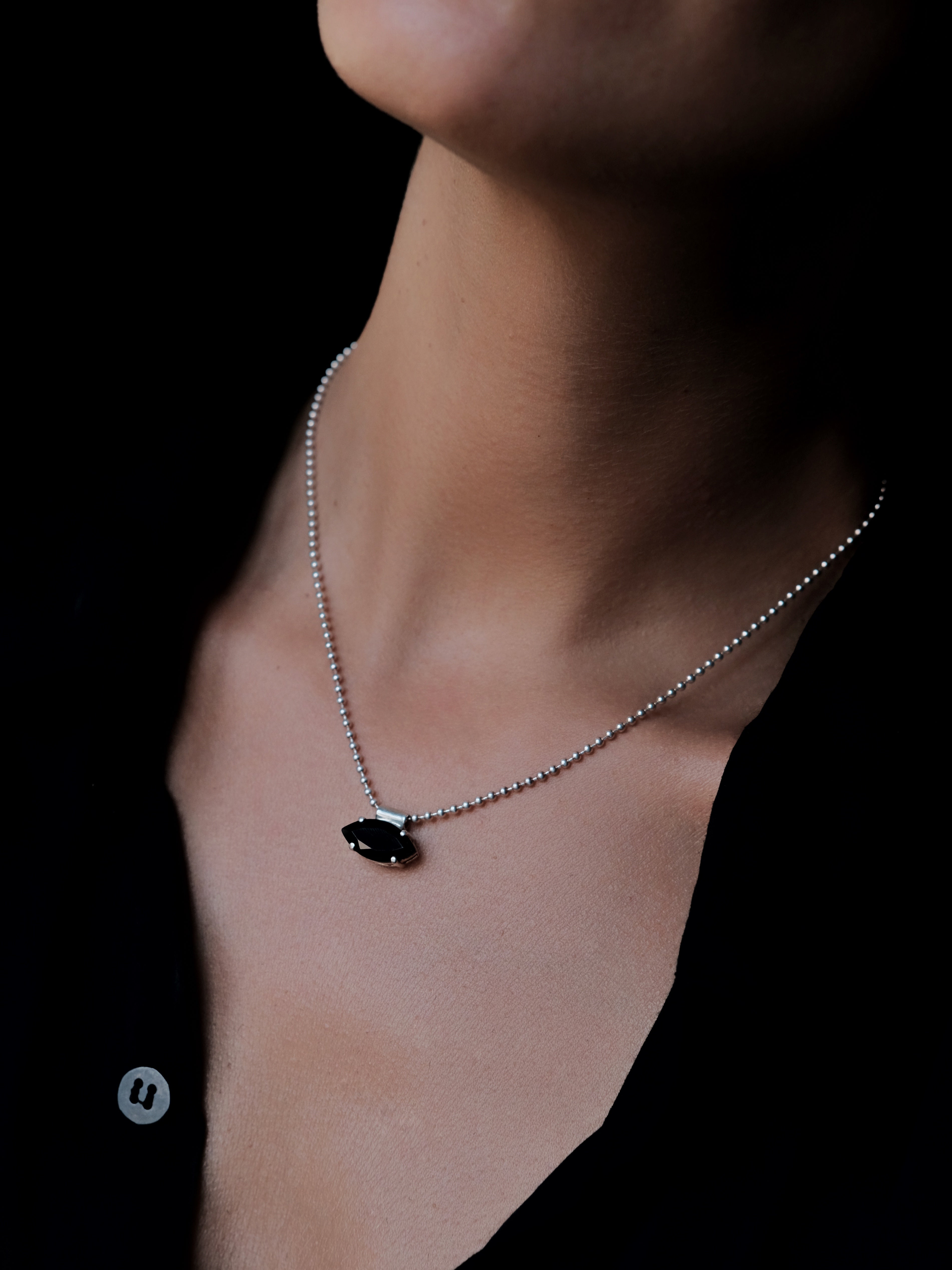 JULIA Black Spinel Silver Necklace