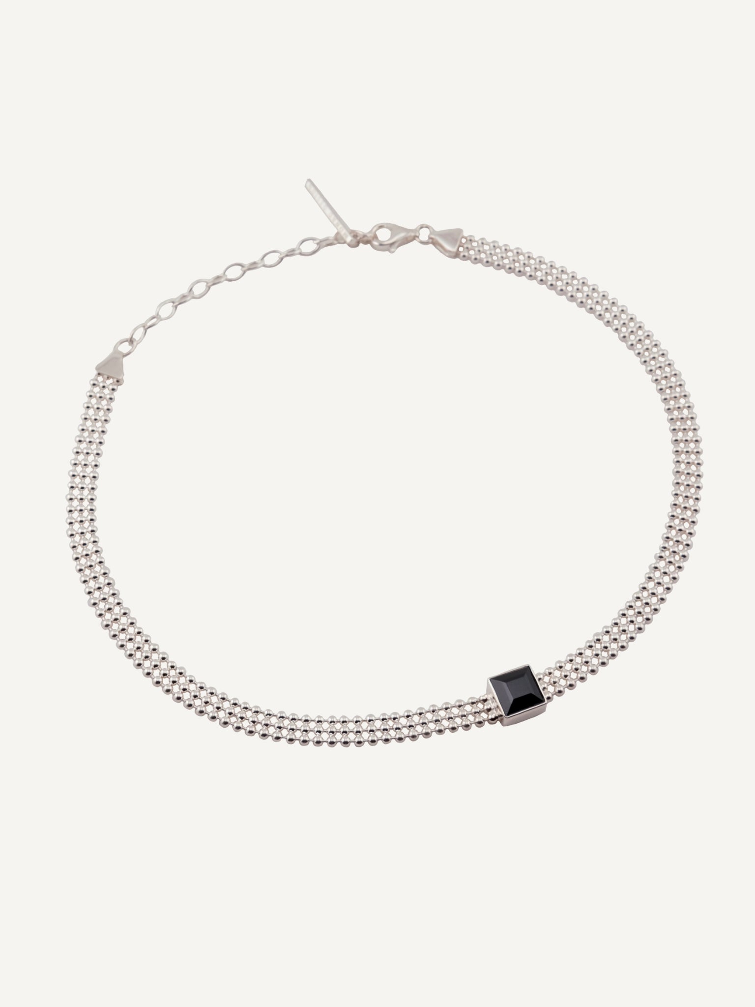 AVA Black Spinel Silver Necklace/Choker