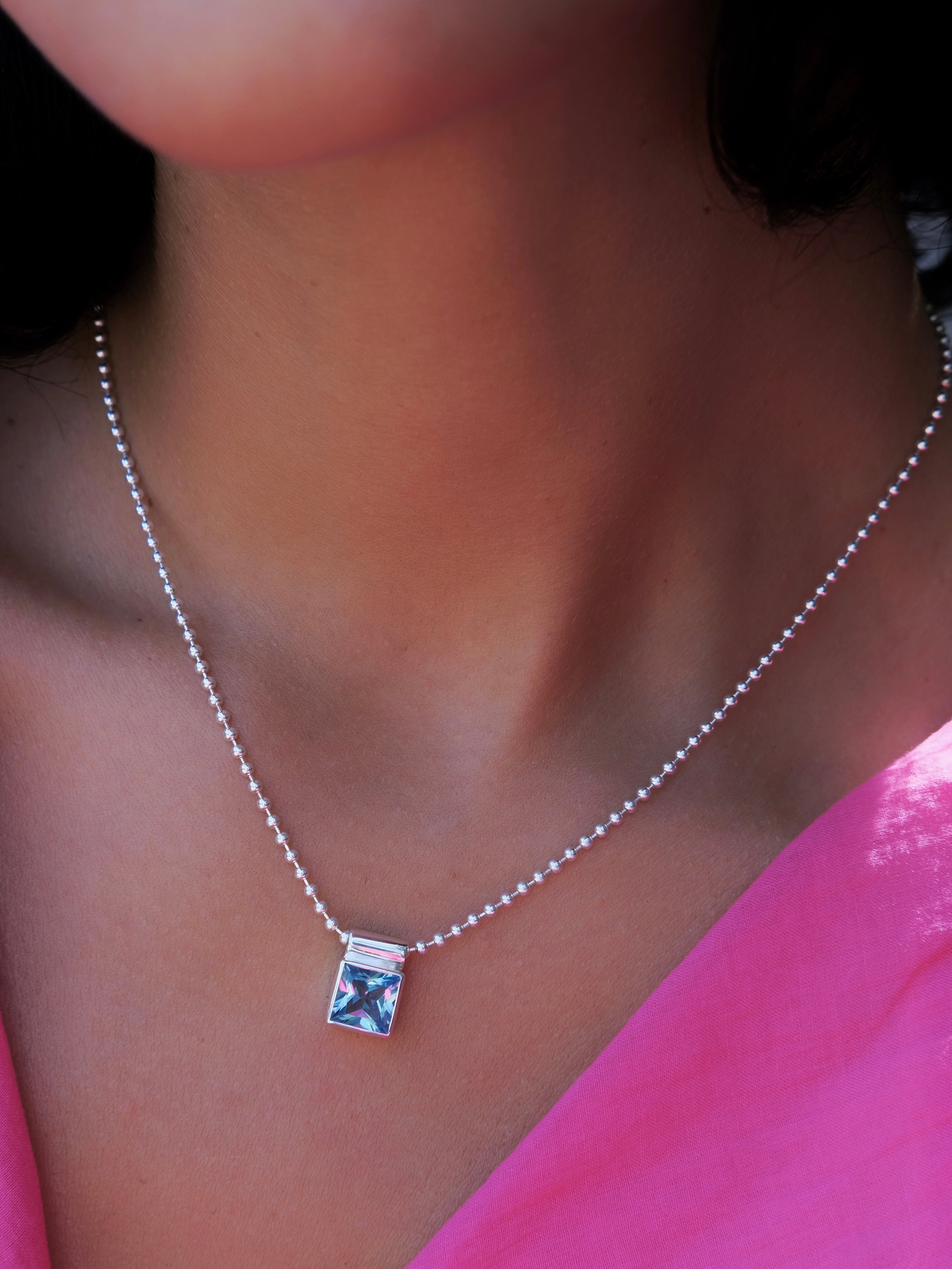 MONICA Blue Topaz Silver Necklace
