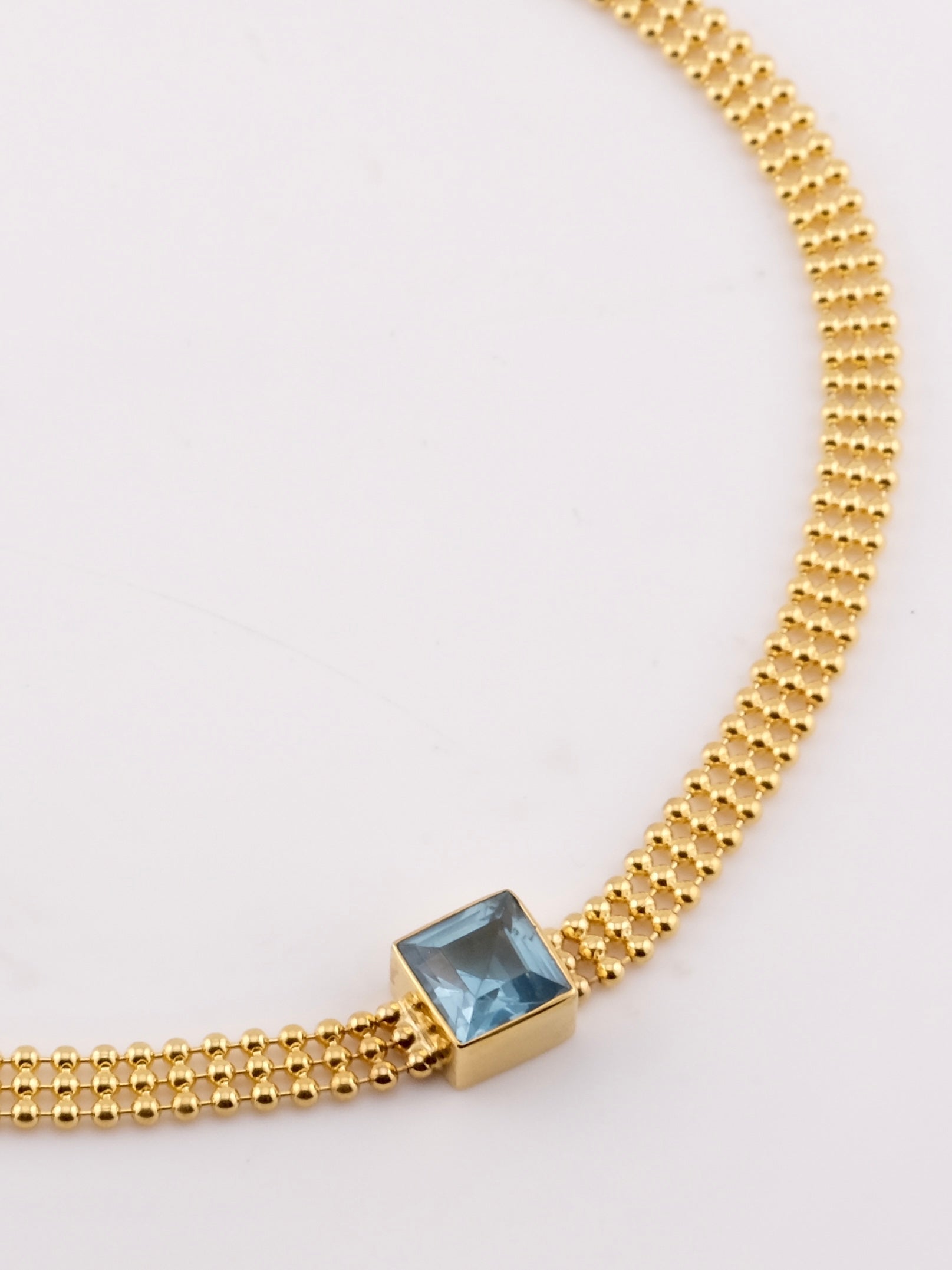 AVA Blue Topaz Gold Necklace/Choker