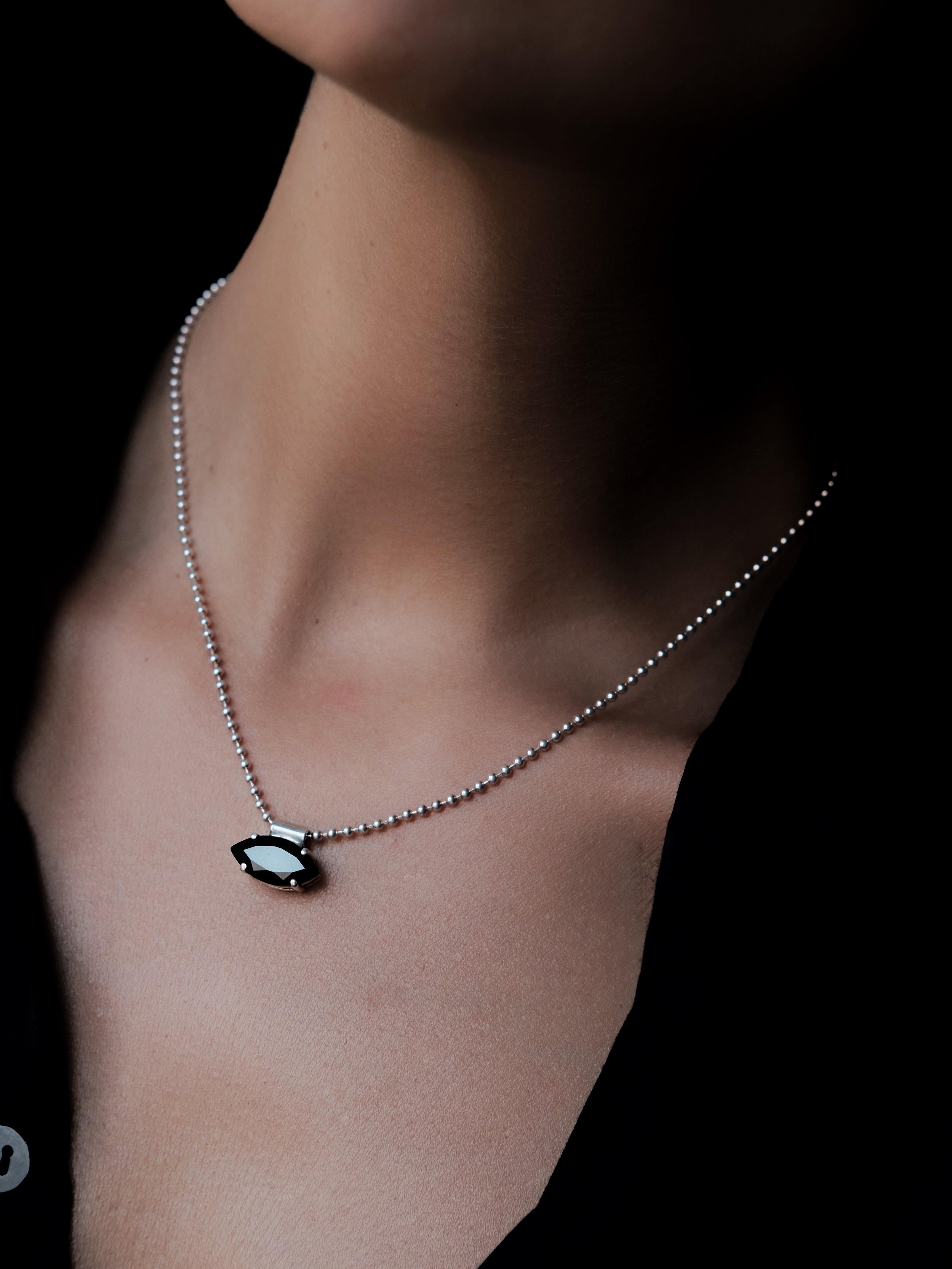 JULIA Black Spinel Silver Necklace