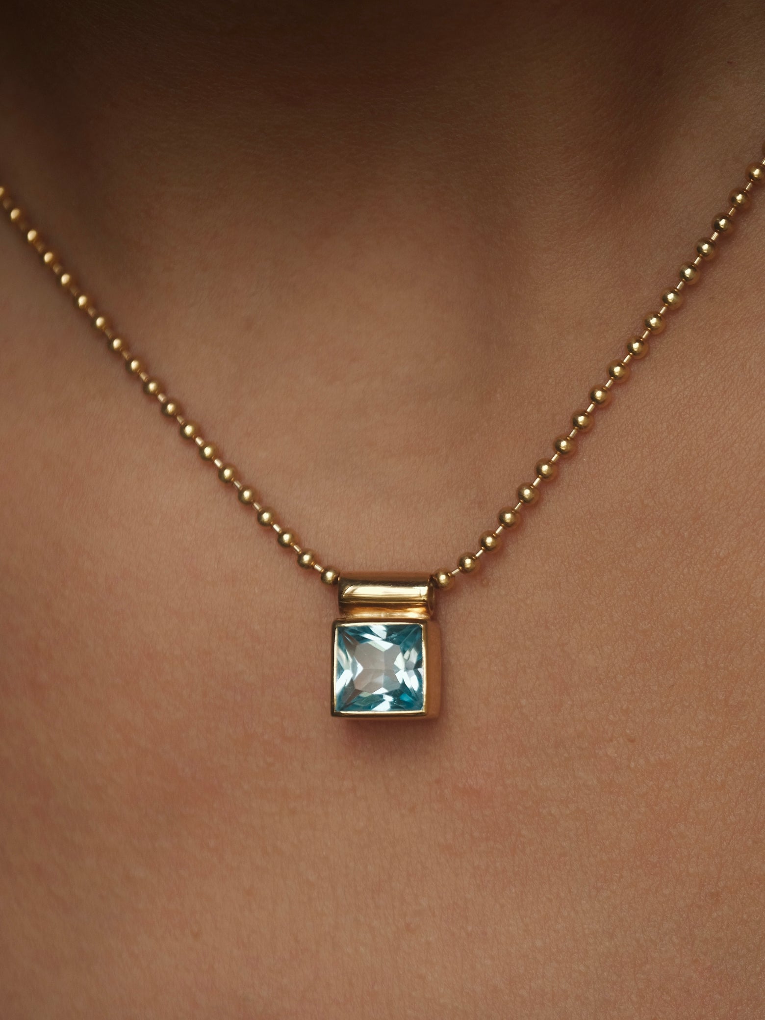 MONICA Blue Topaz Gold Necklace