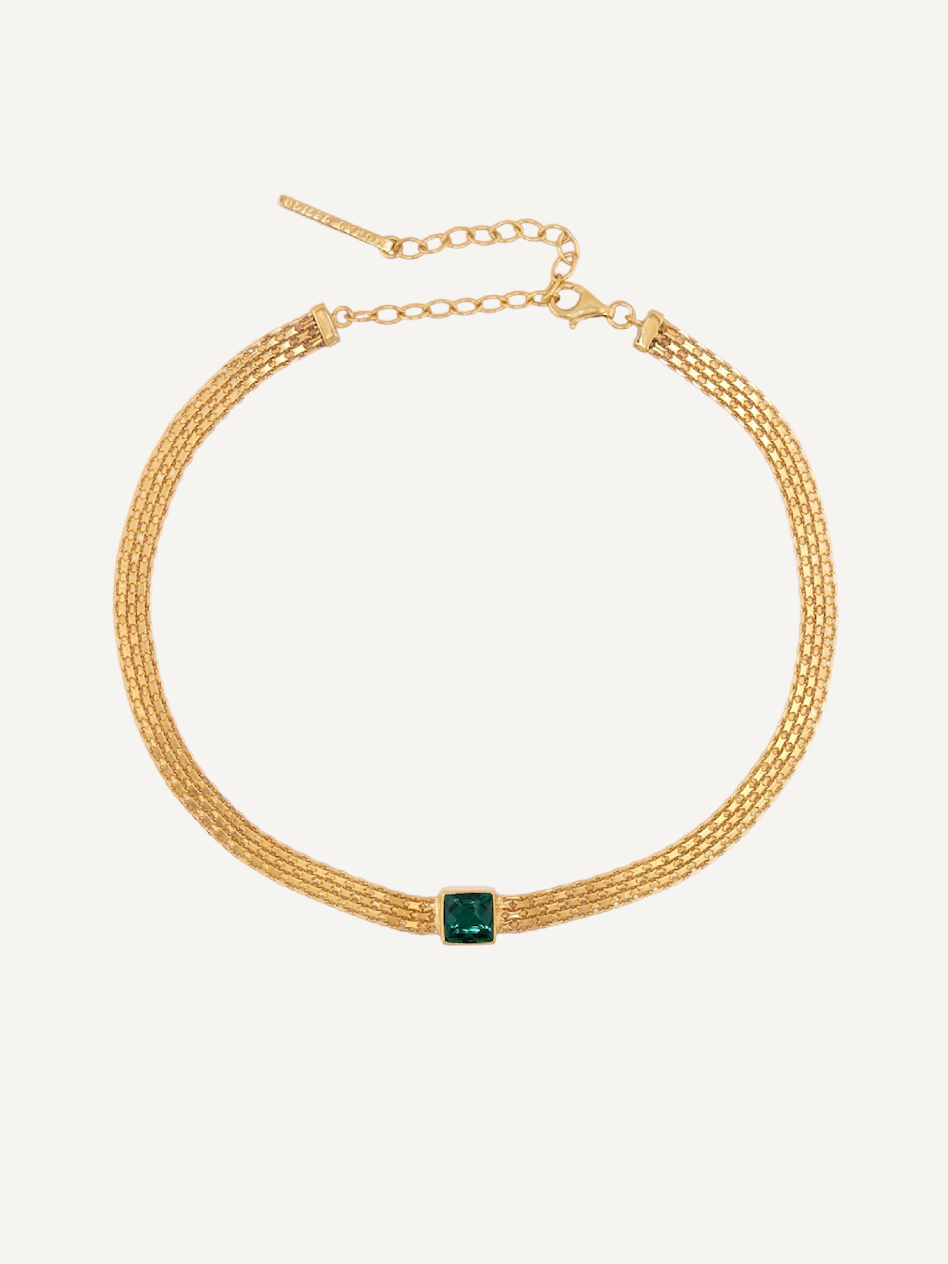 MADINA Green Quartz Gold Necklace