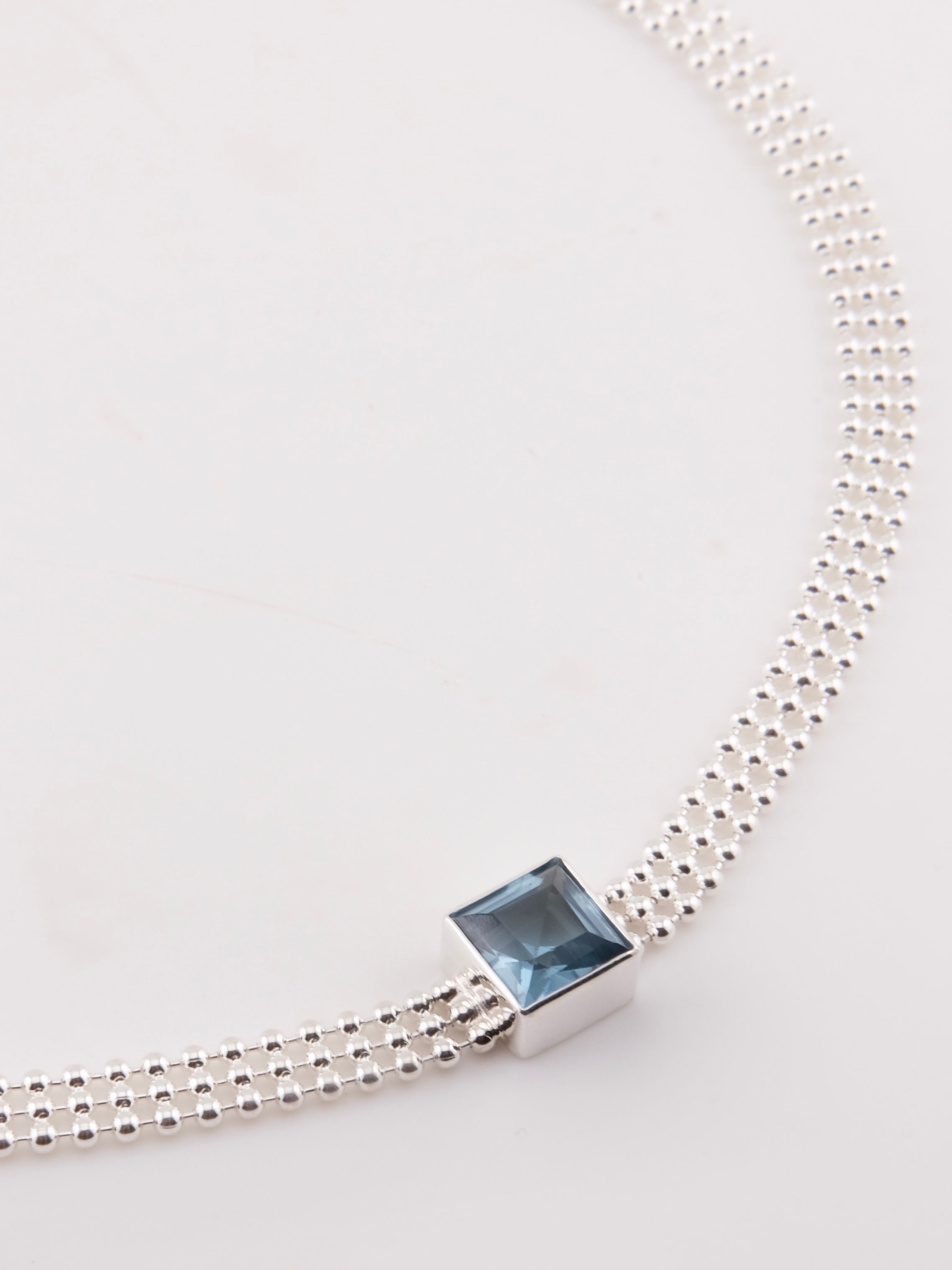 AVA Blue Topaz Silver Necklace/Choker