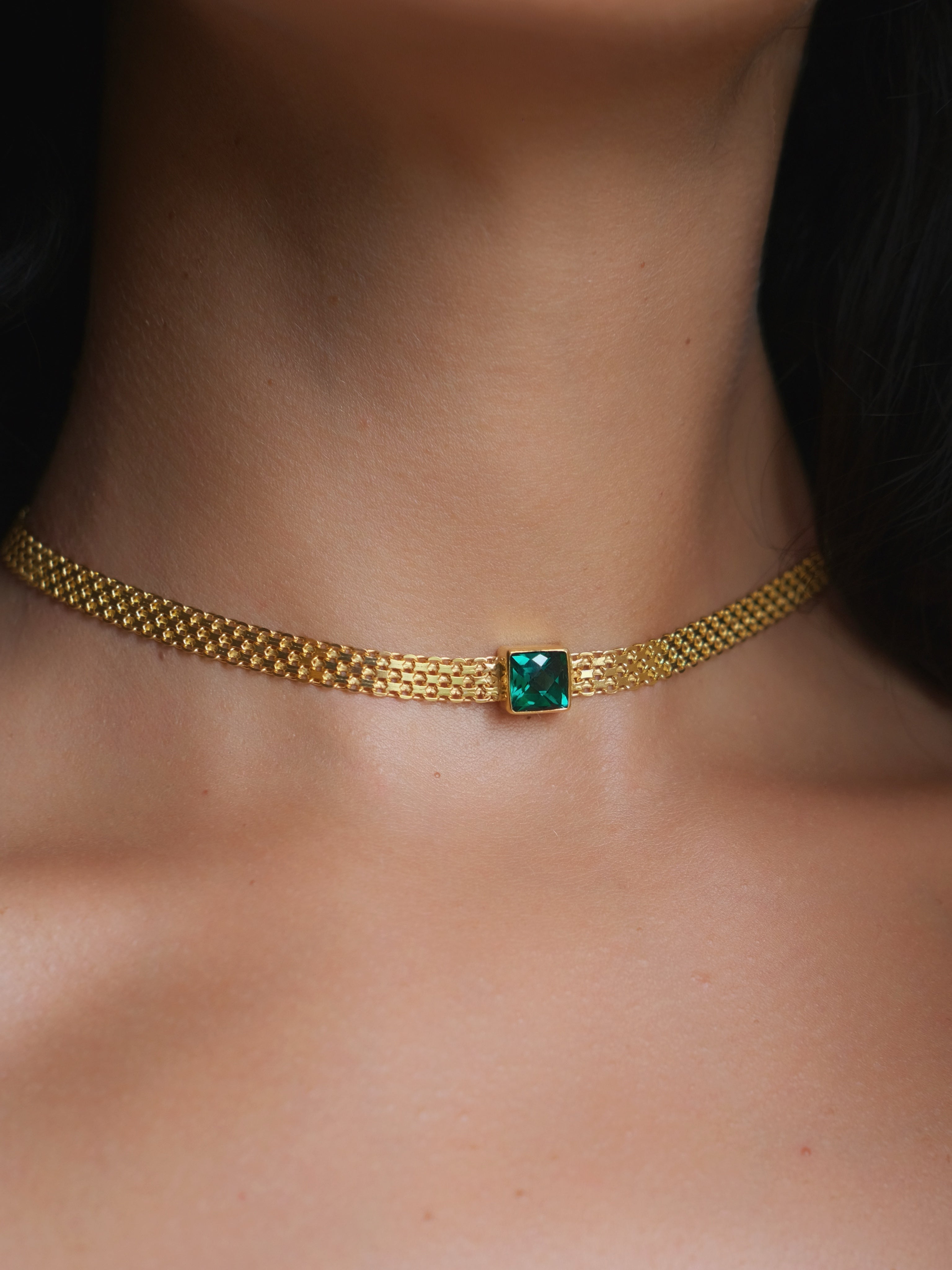 MADINA Green Quartz Gold Necklace