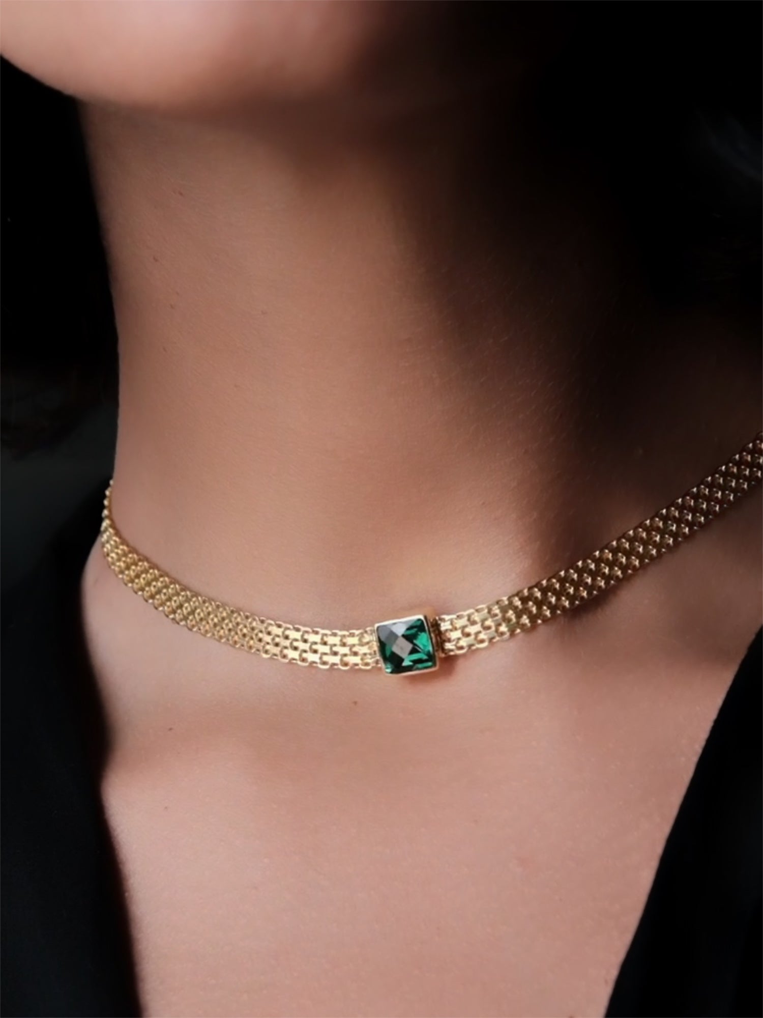 MADINA Green Quartz Gold Necklace