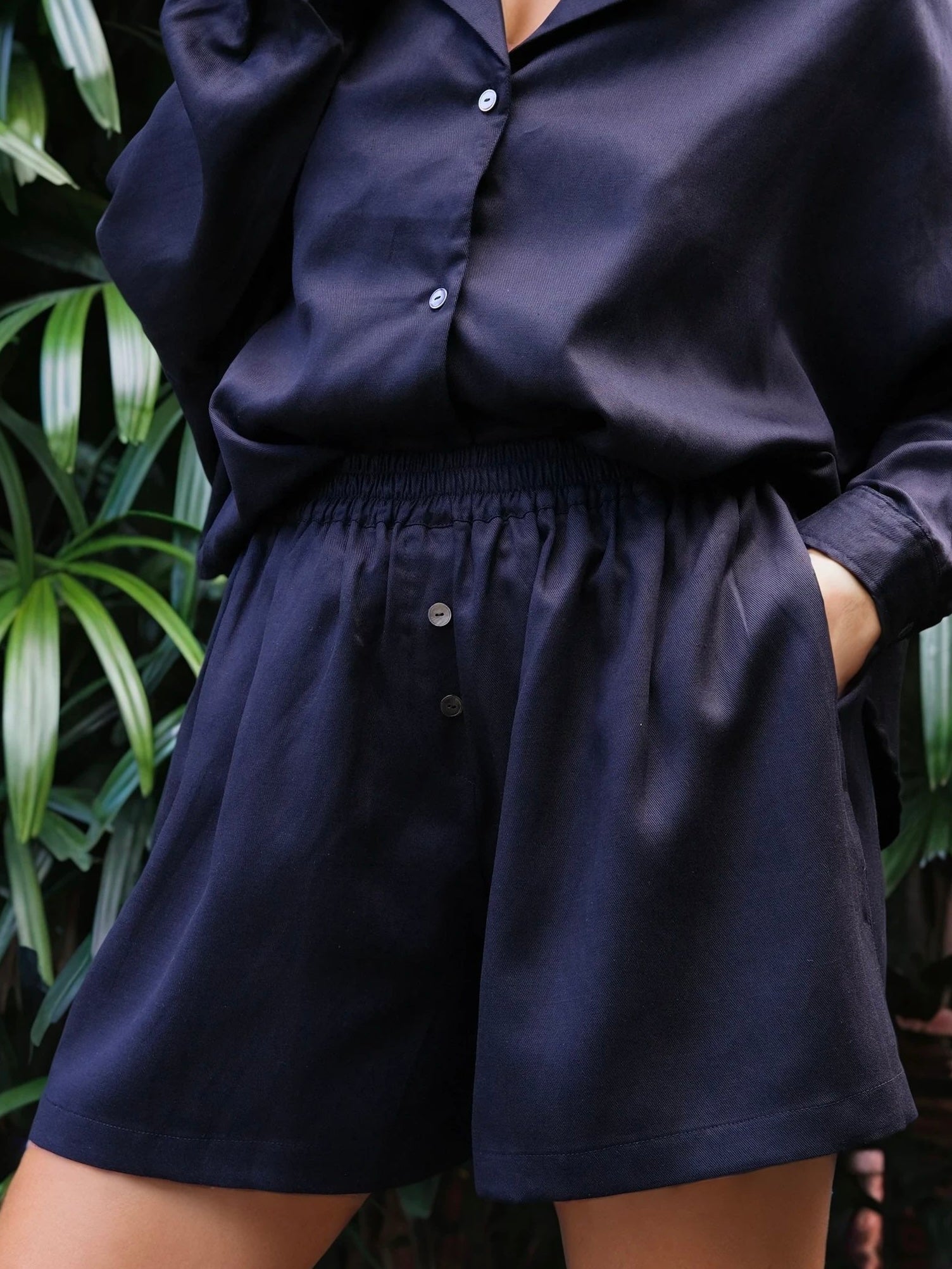 Shorts Cotton-Linen Black