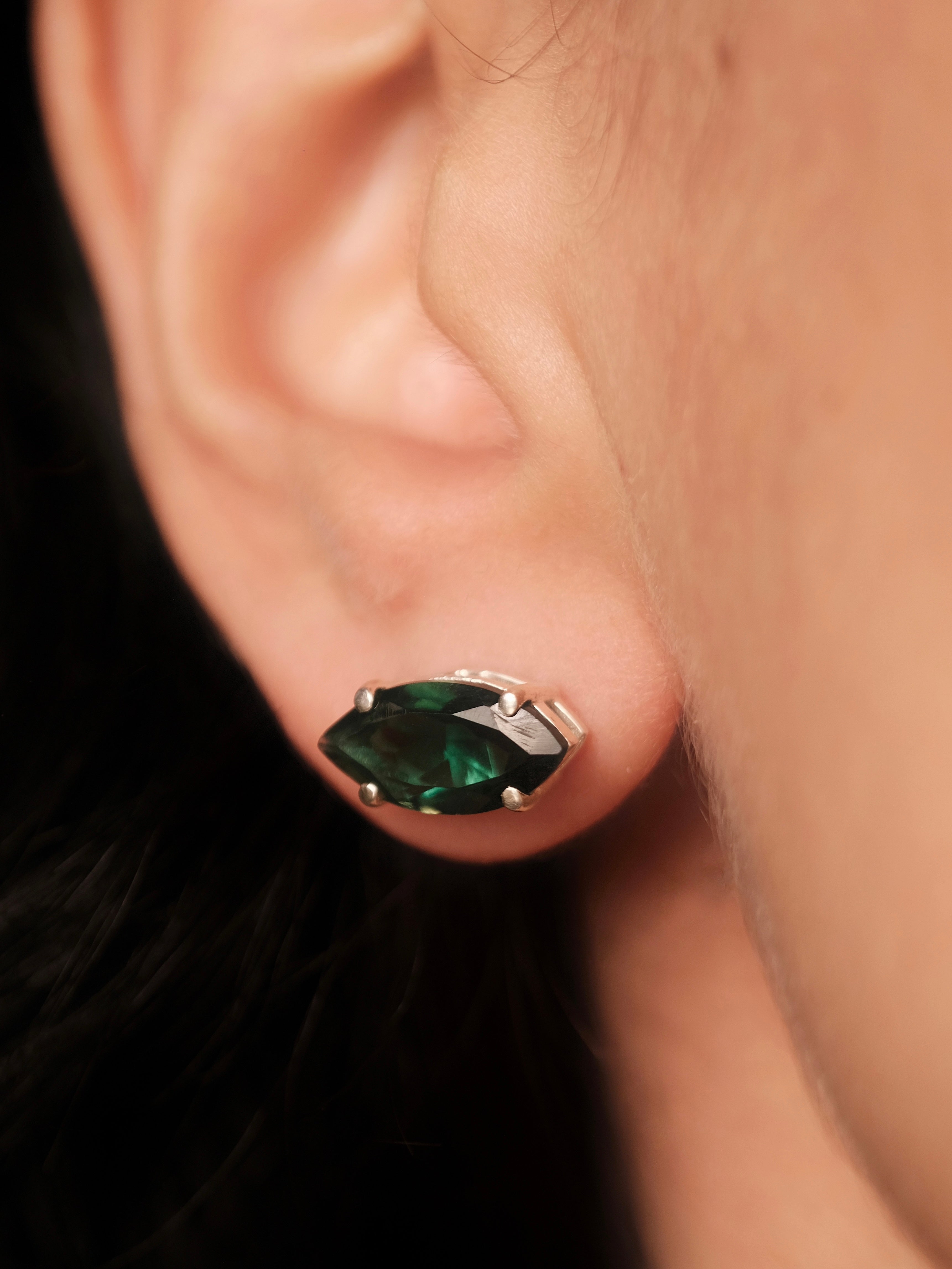 MELANI Green Quartz Silver Earrings