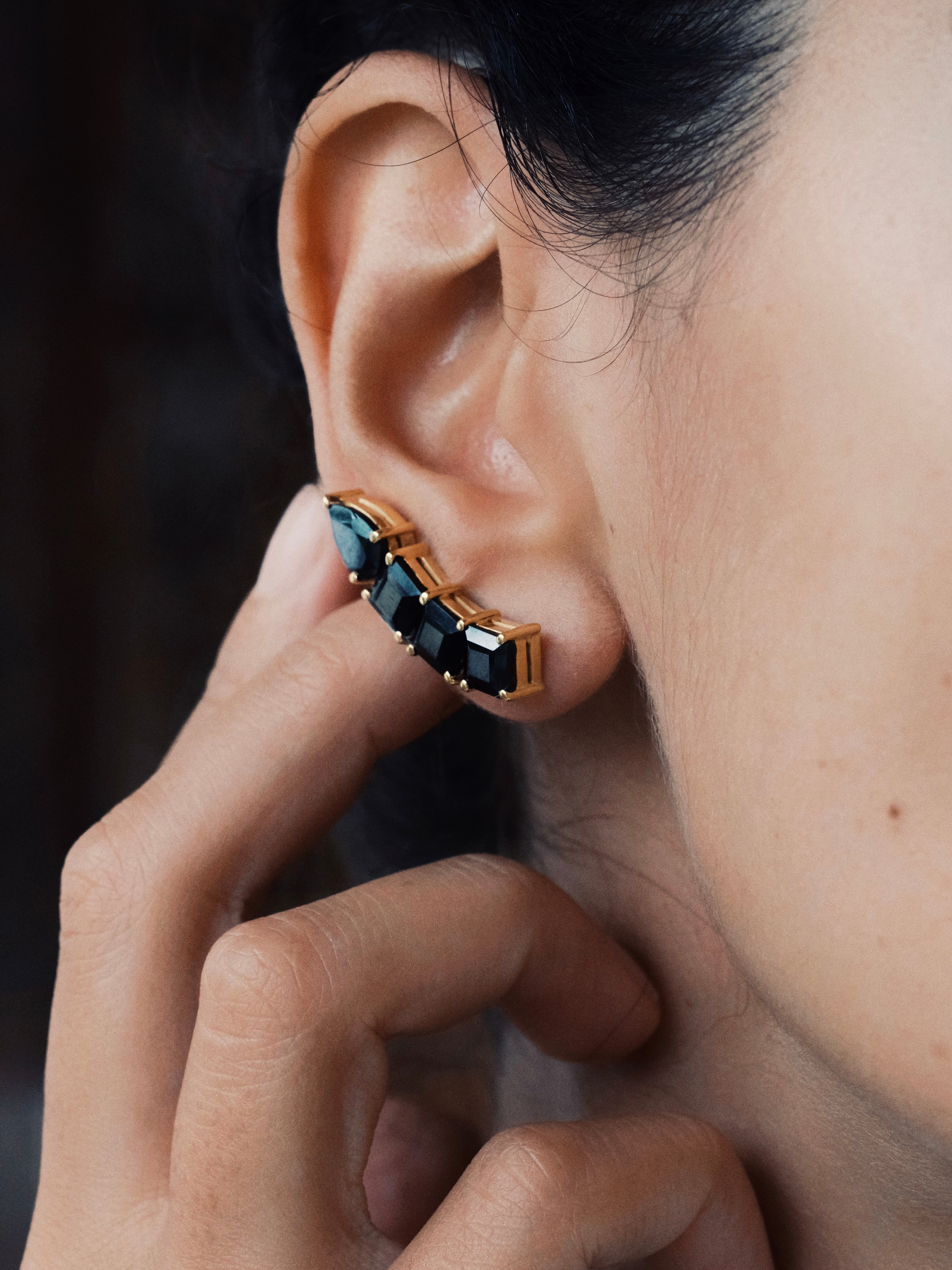 GABRIELLA Black Spinel Gold Earrings