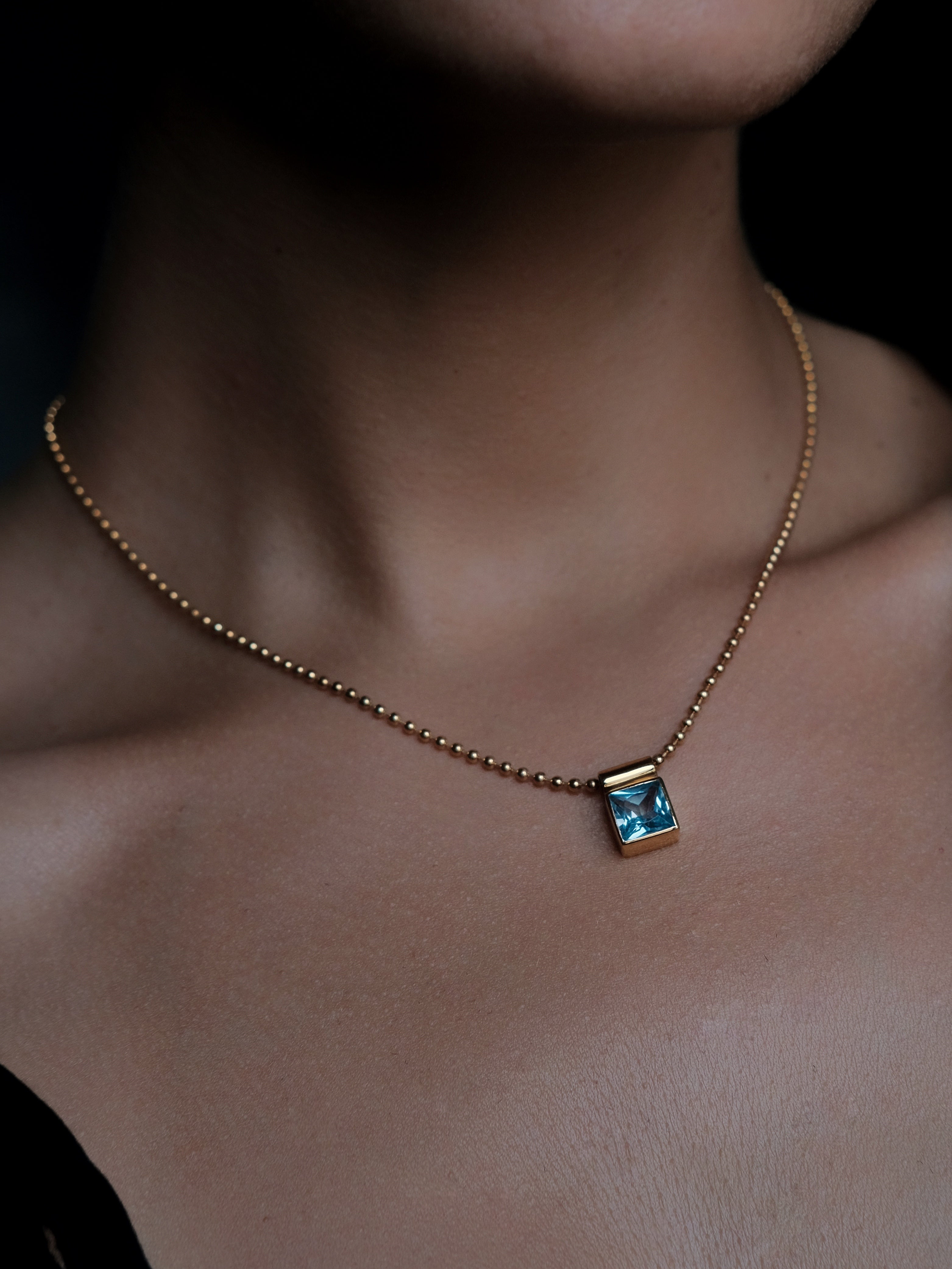 MONICA Blue Topaz Gold Necklace