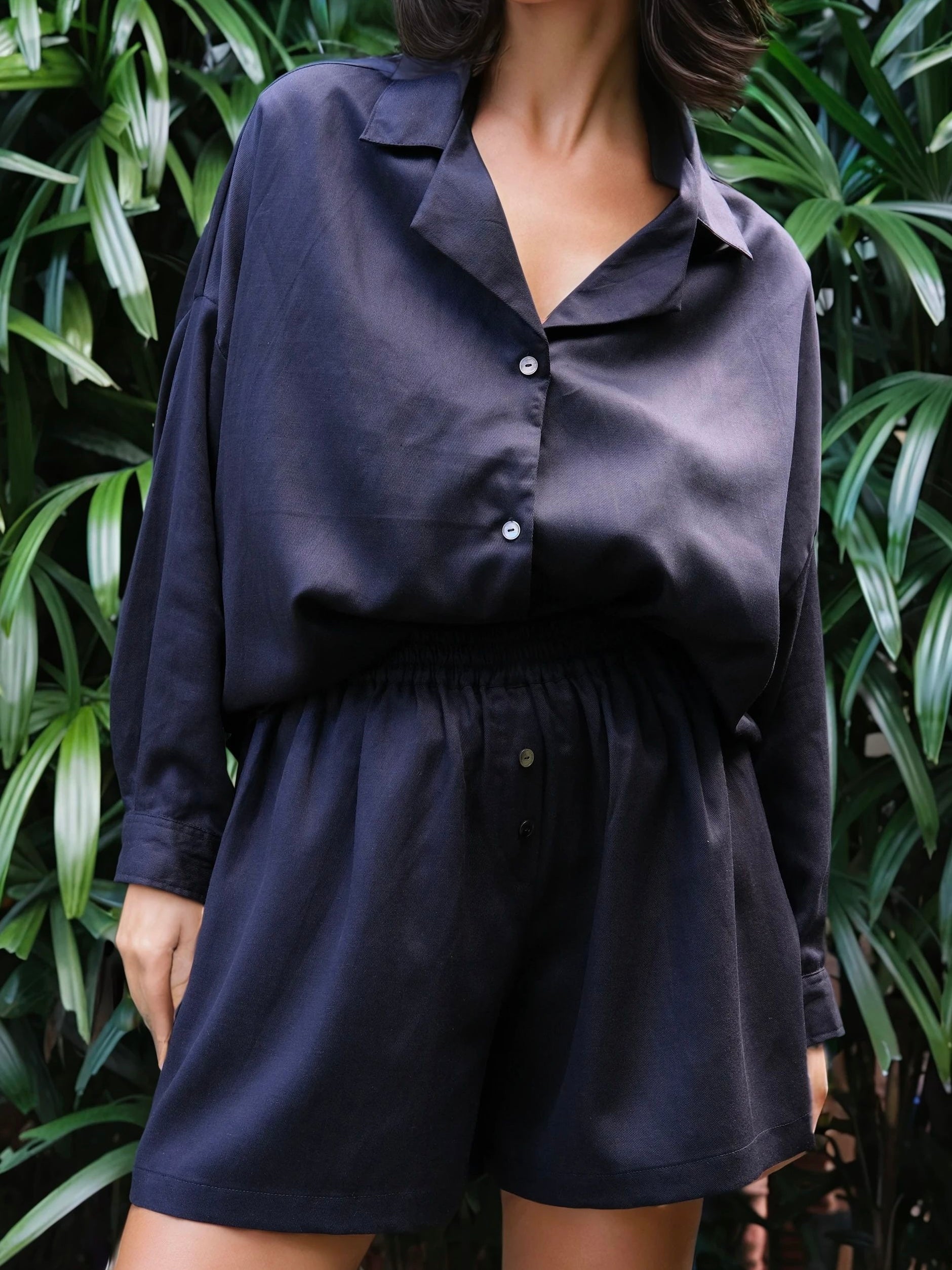 Shorts Cotton-Linen Black