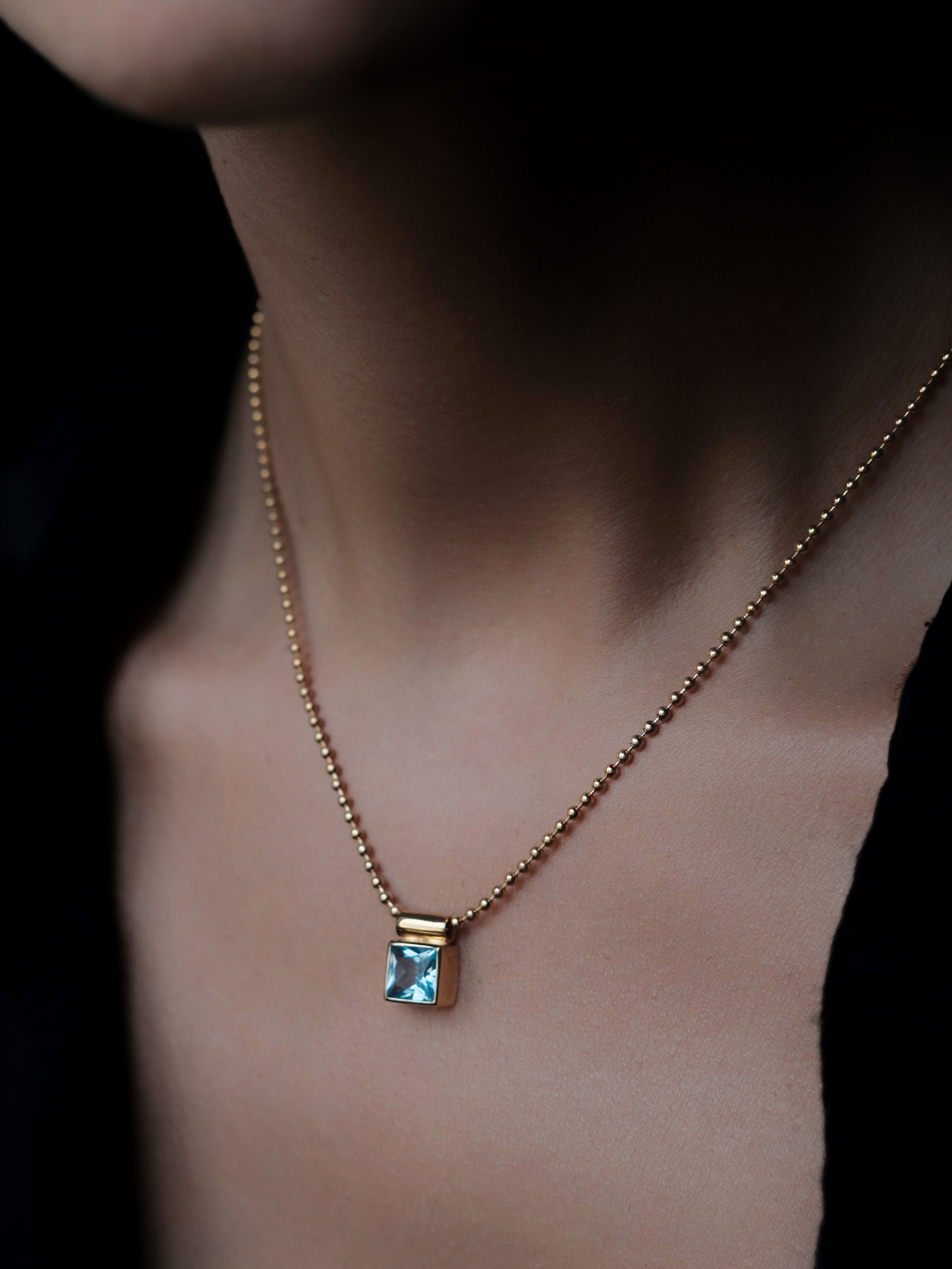 MONICA Blue Topaz Gold Necklace