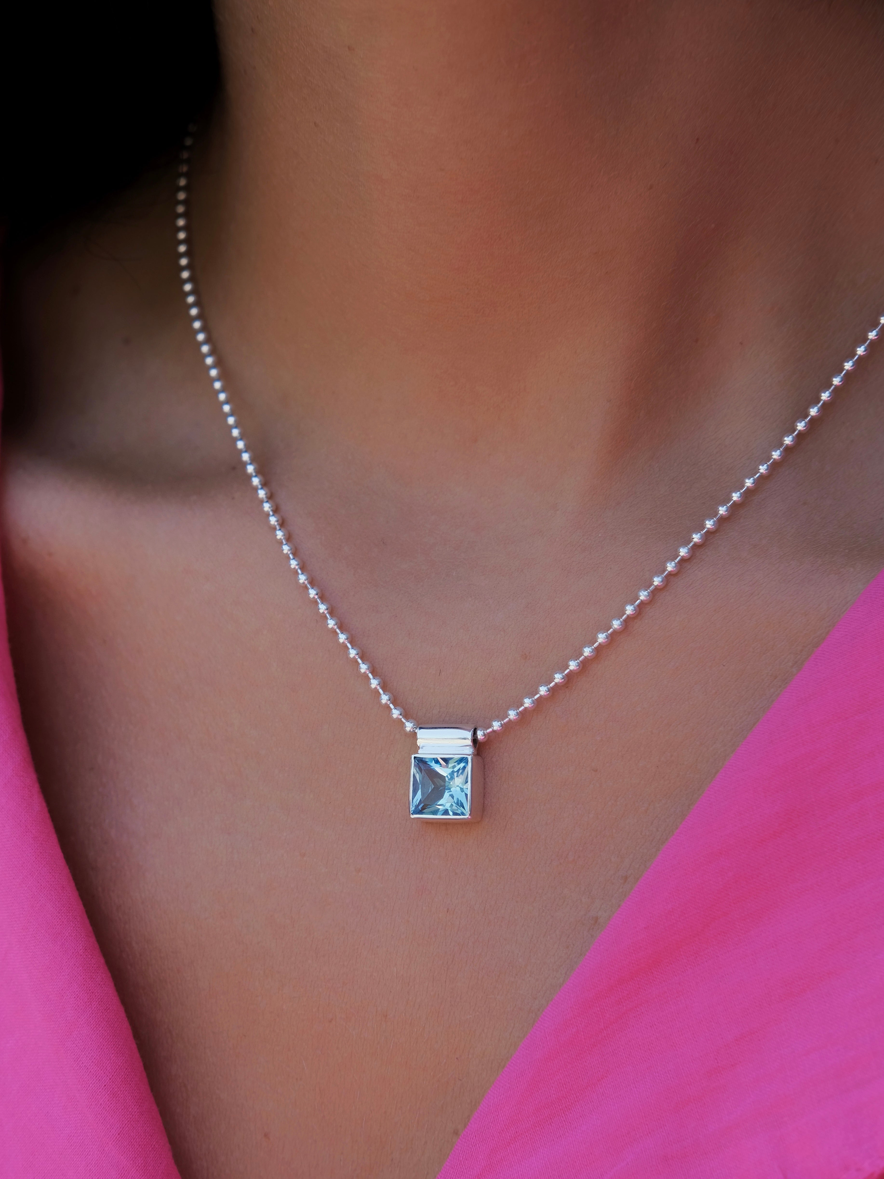 MONICA Blue Topaz Silver Necklace