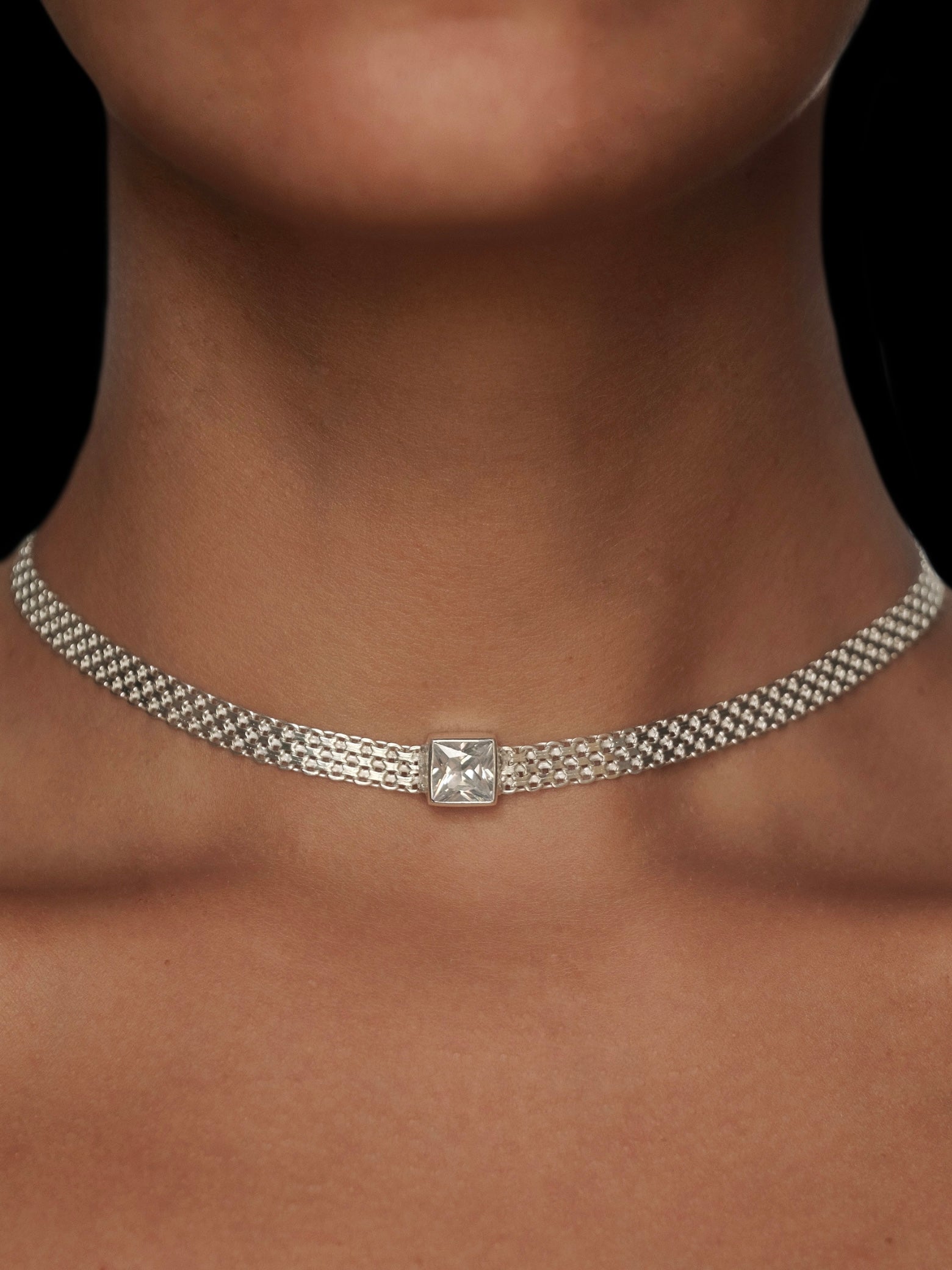 MADINA White CZ Silver Necklace