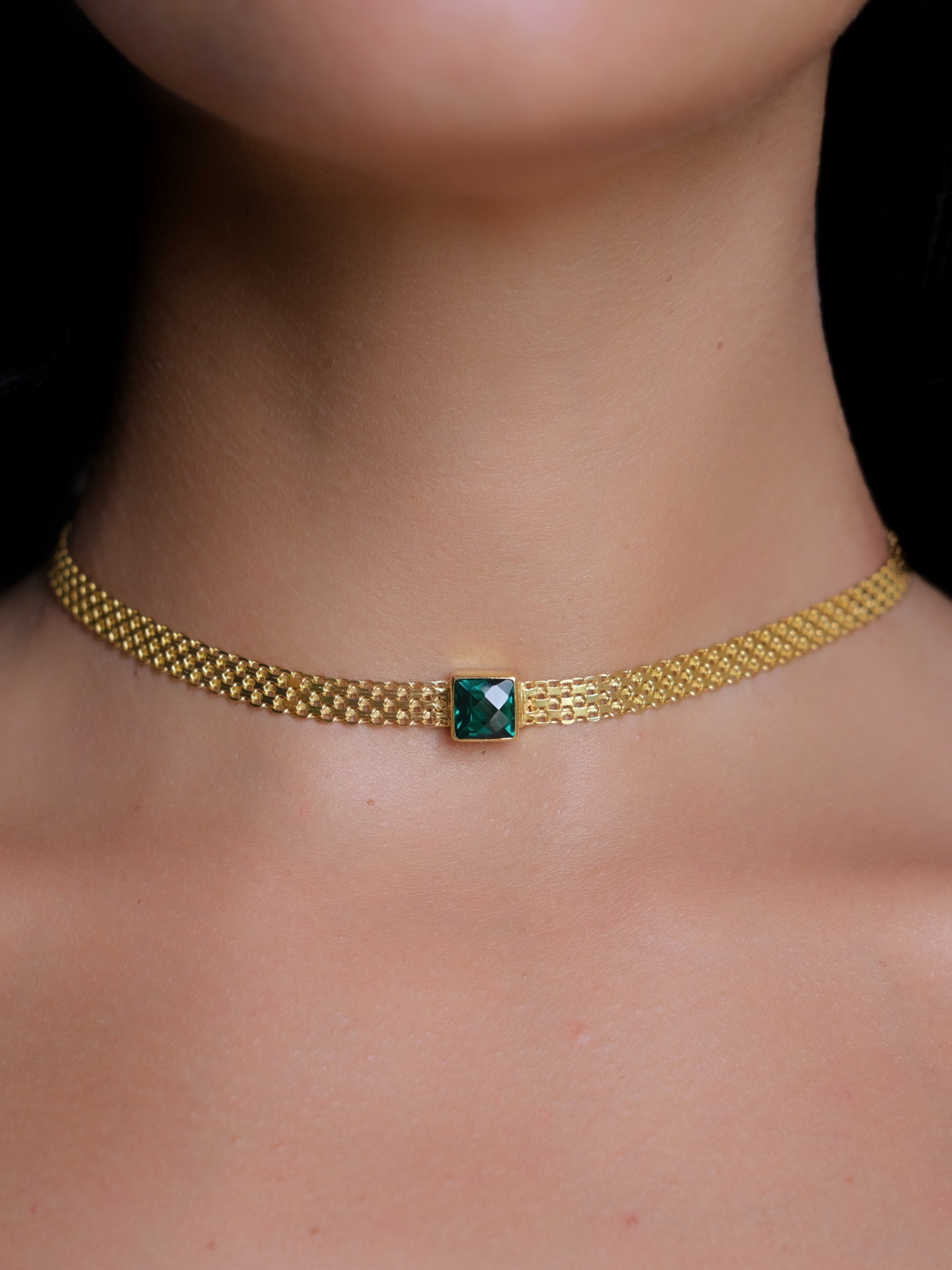 MADINA Green Quartz Gold Necklace