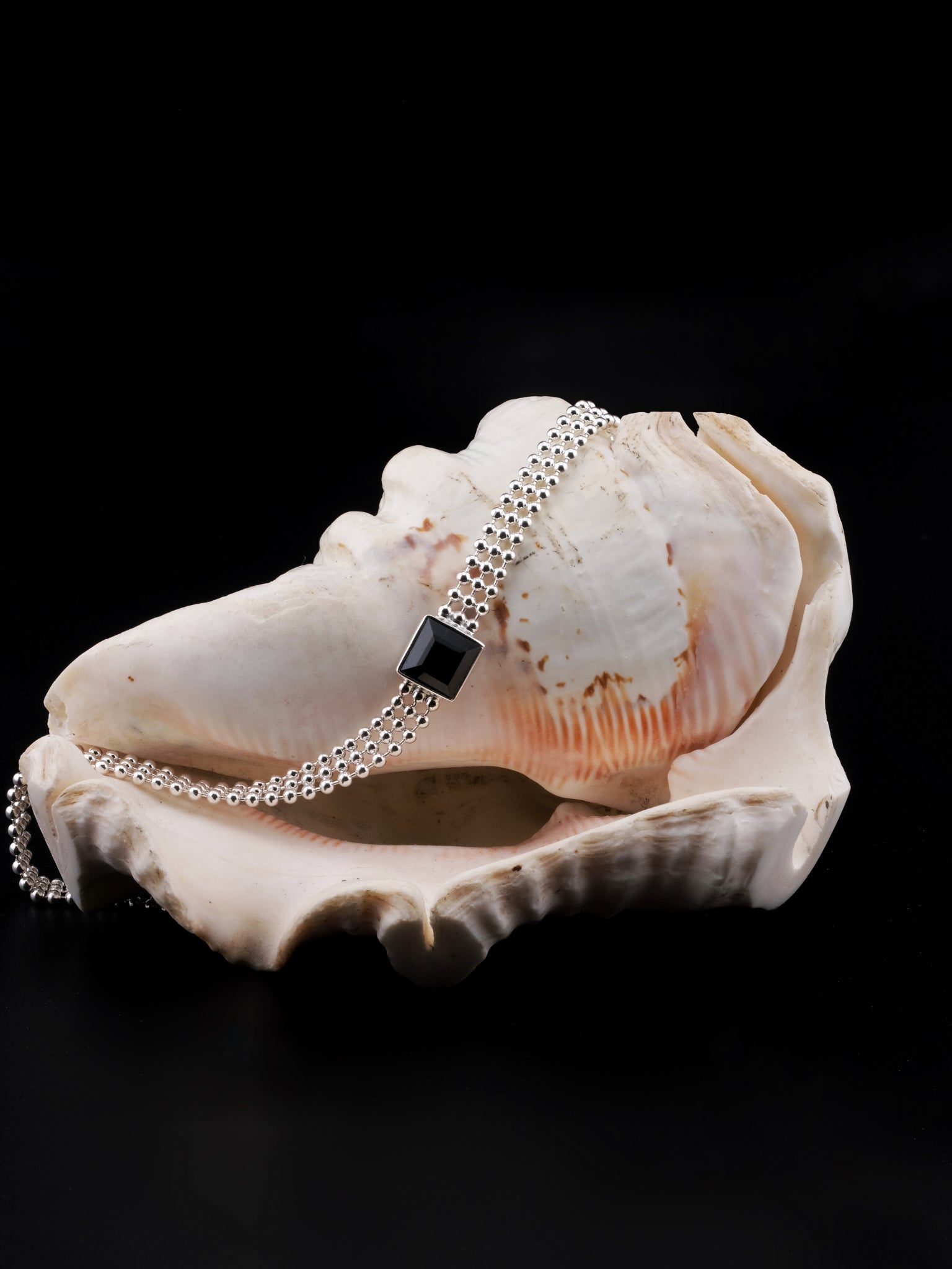 AVA Black Spinel Silver Necklace/Choker