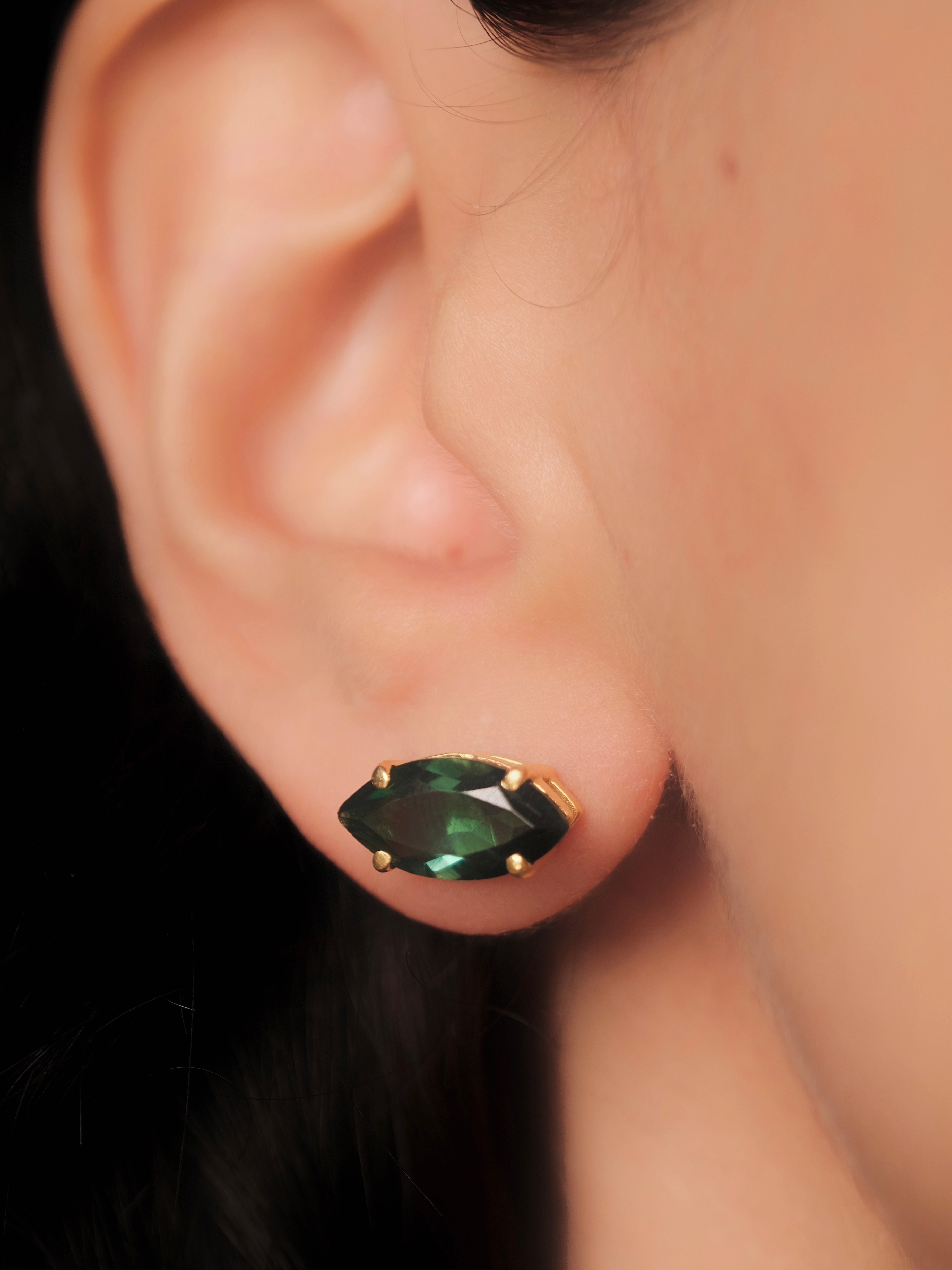 MELANI Green Quartz Gold Earrings