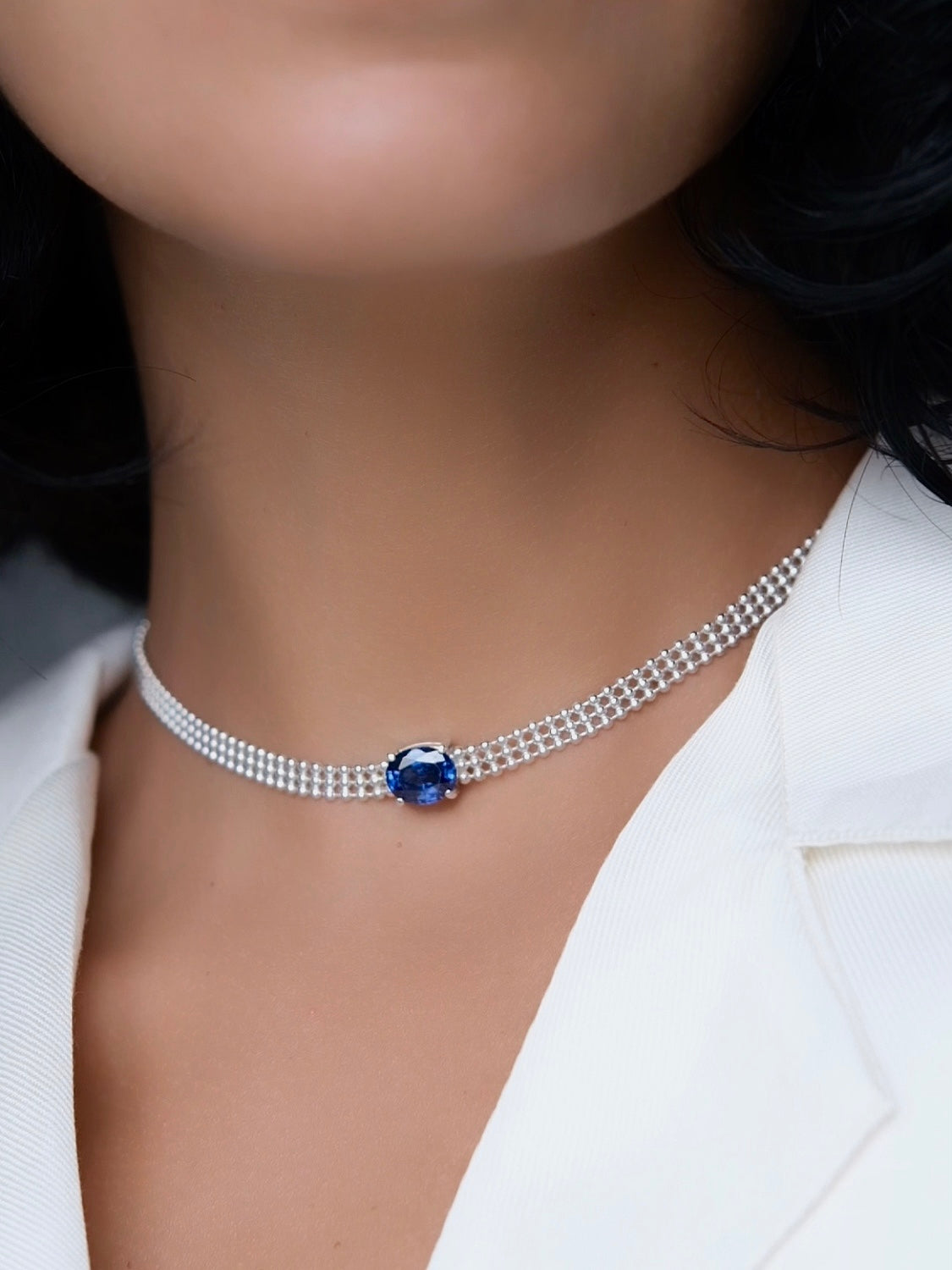 SIRENA Blue Sapphire Silver Necklace