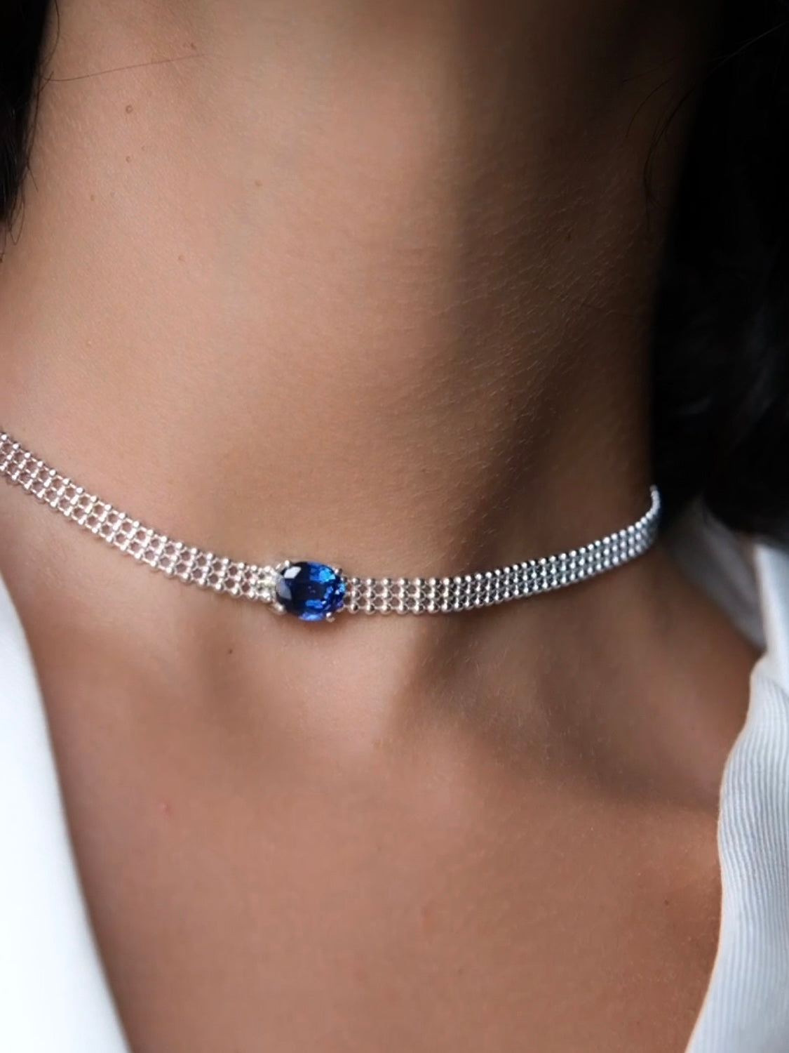 SIRENA Blue Sapphire Silver Necklace