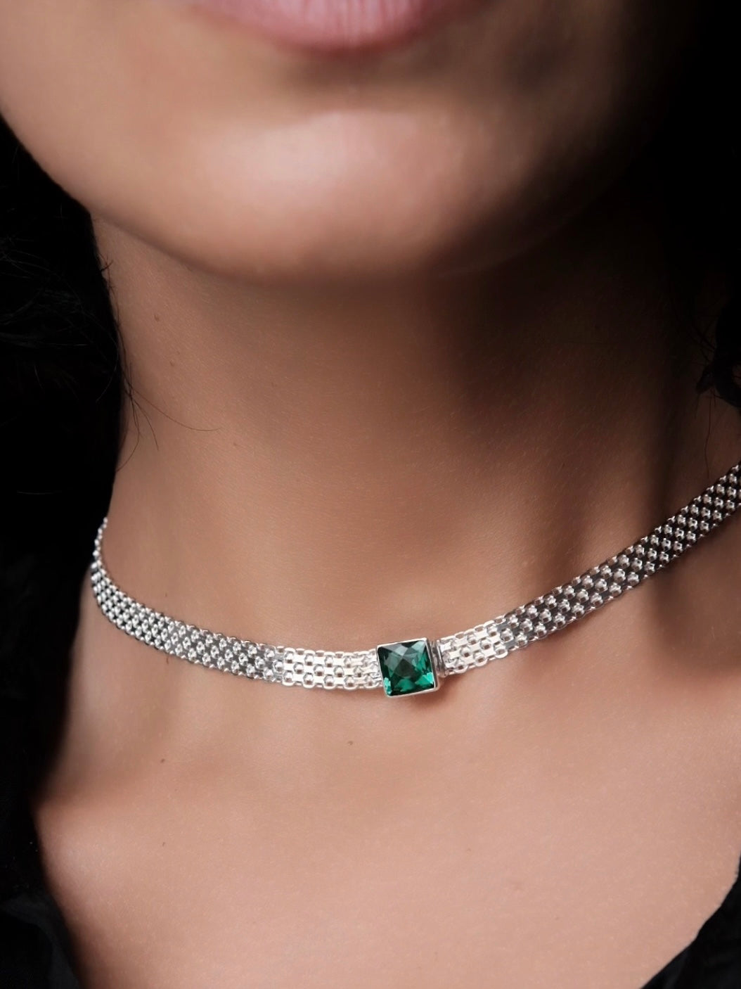 MADINA Green Quartz Silver Necklace