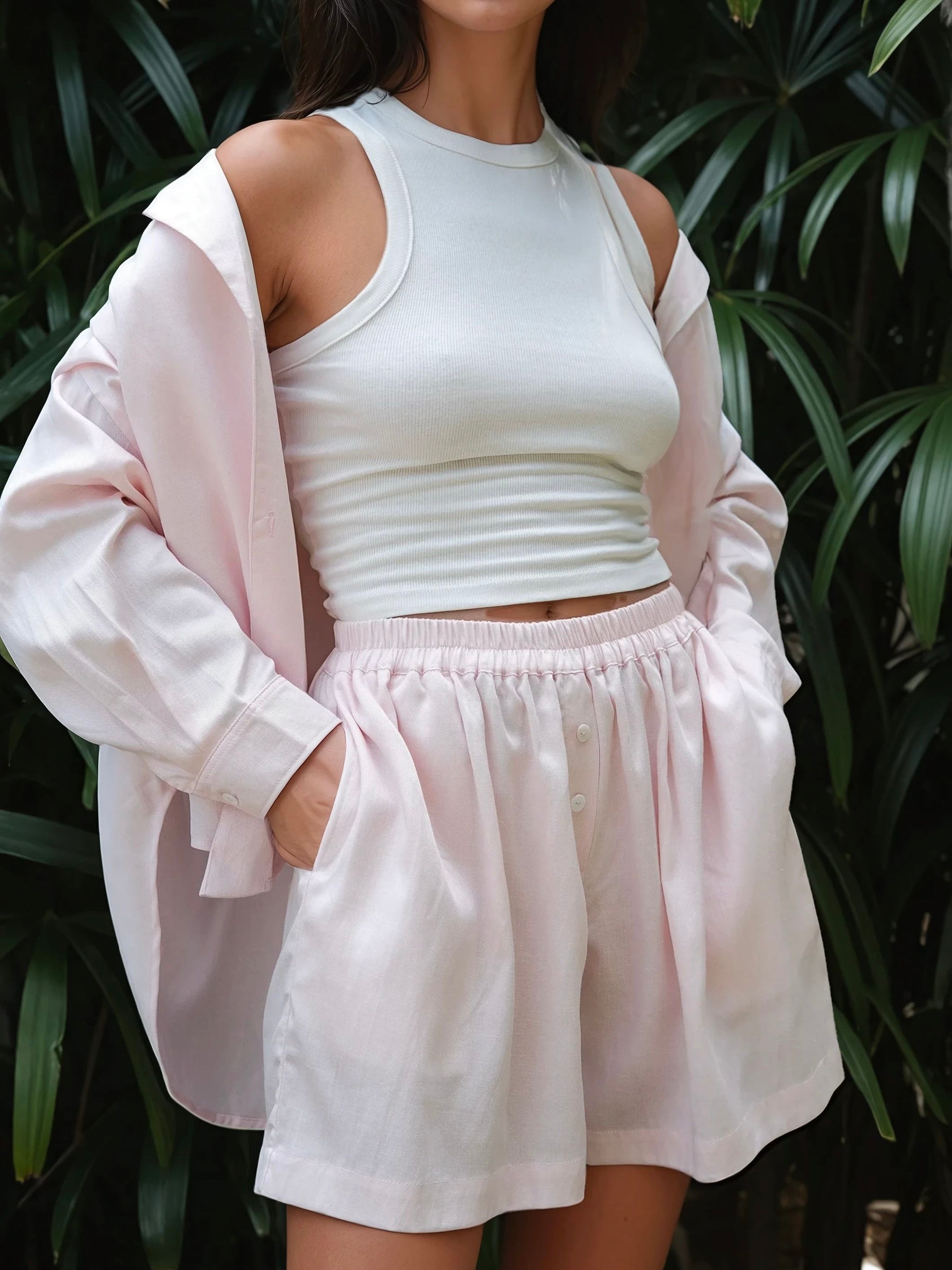 Shorts Cotton-Linen Pink