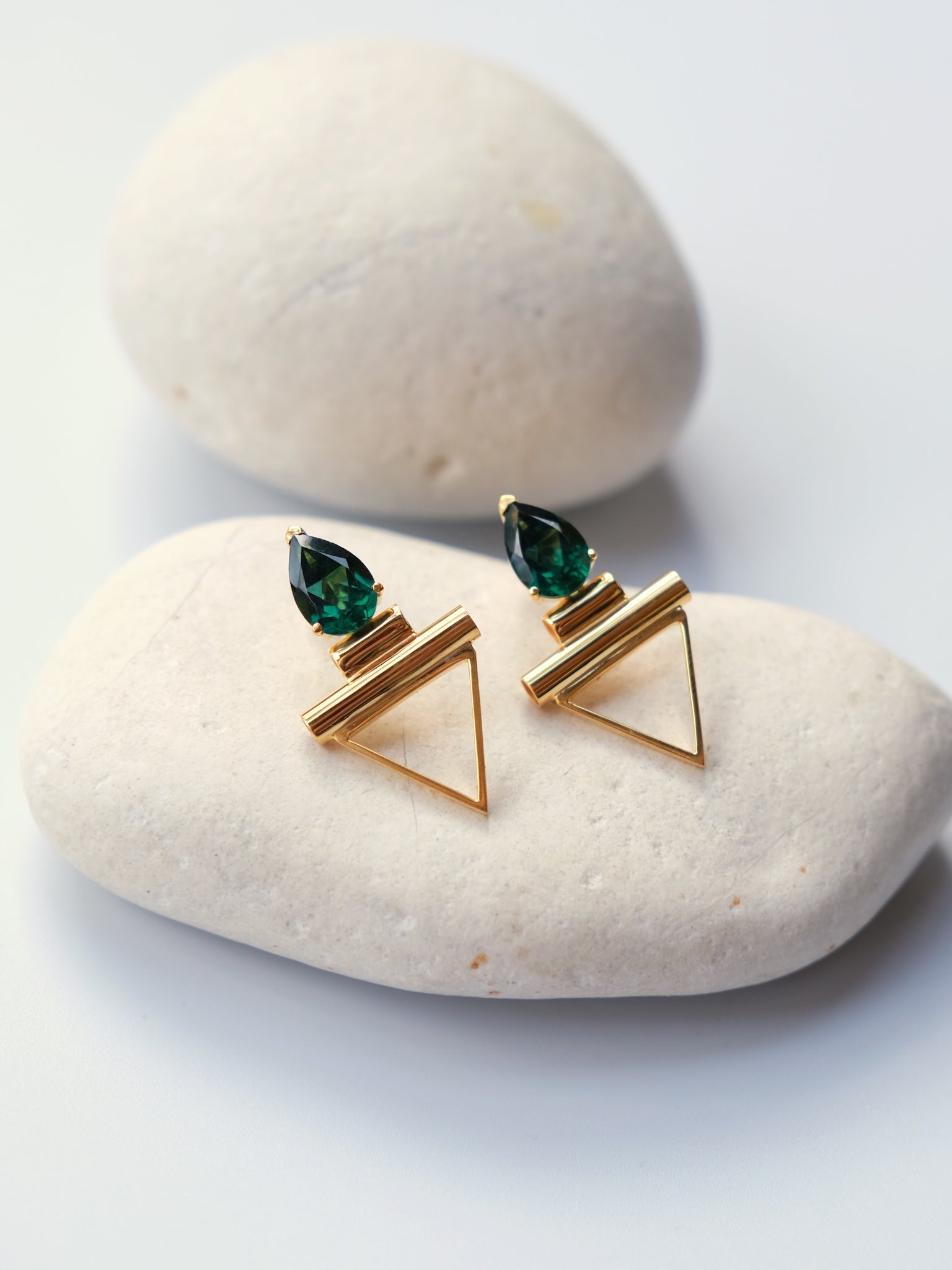 LISA Green Quartz Gold Earrings