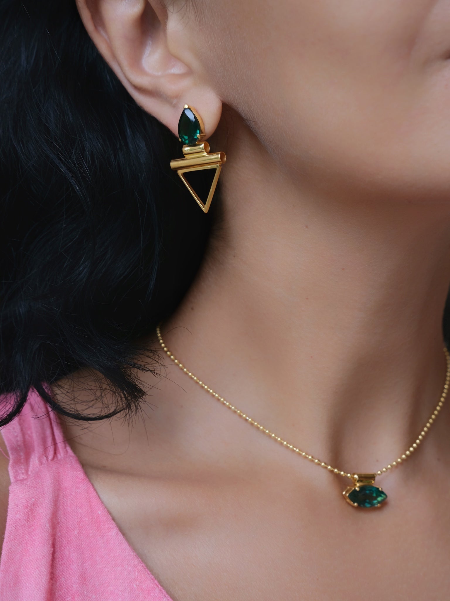 LISA Green Quartz Gold Earrings