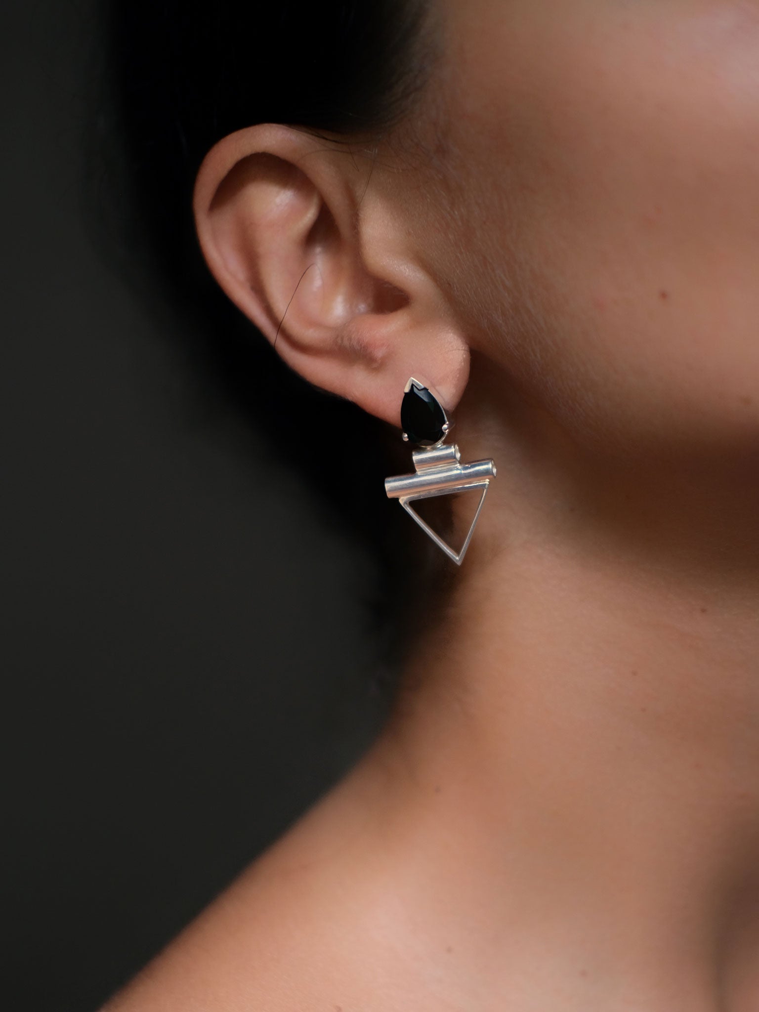 LISA Black Spinel Silver Earrings