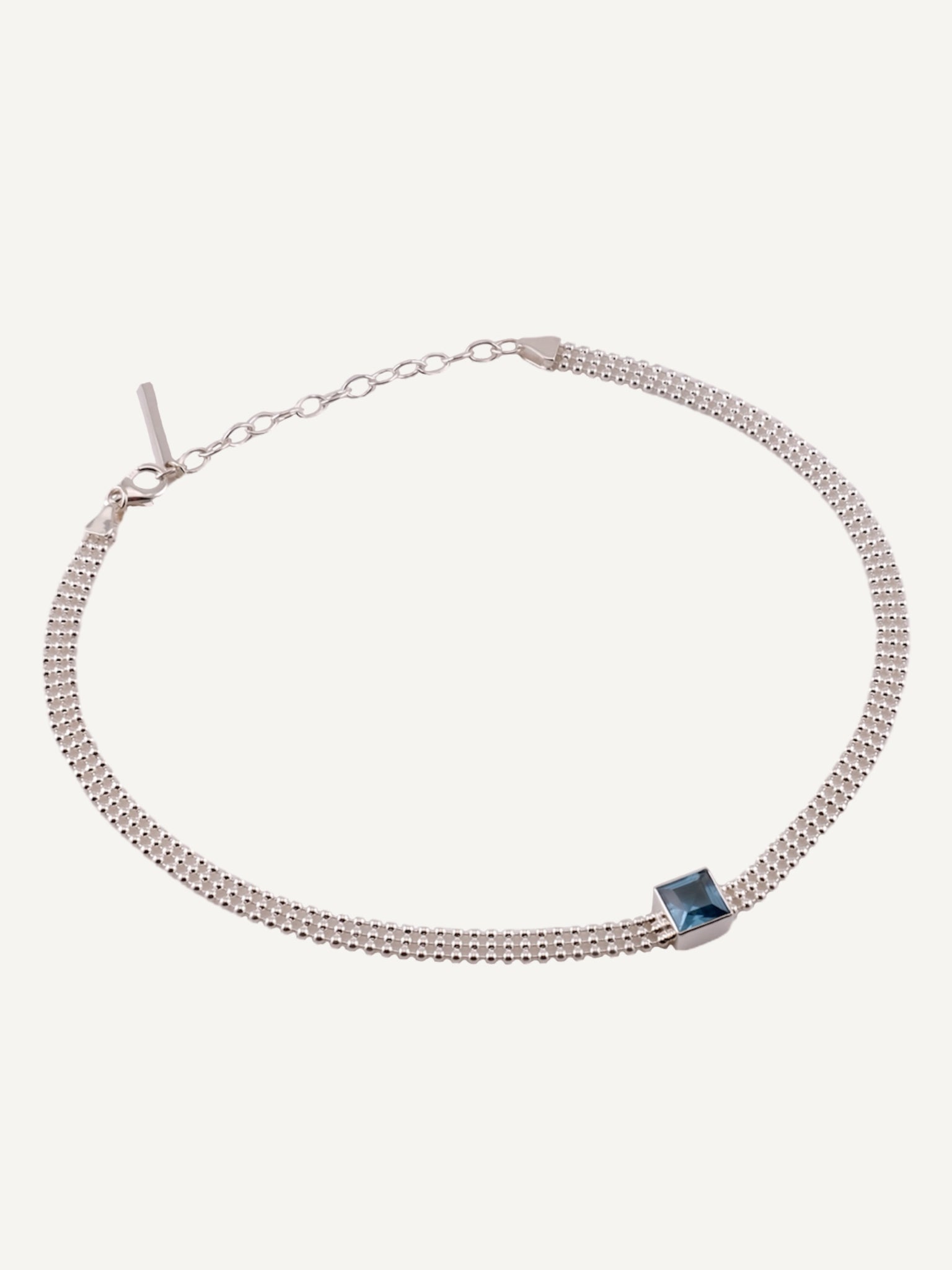 AVA Blue Topaz Silver Necklace/Choker