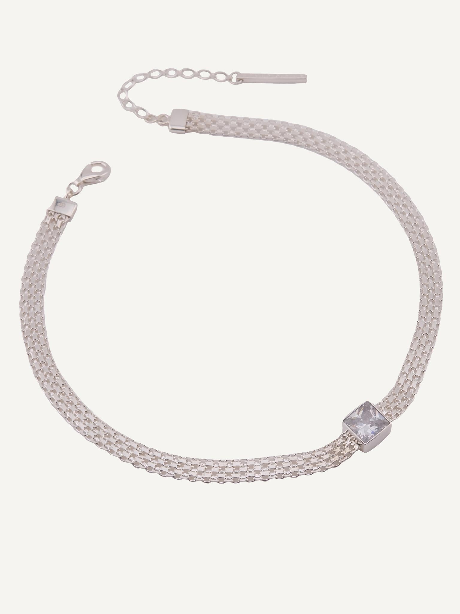 MADINA White CZ Silver Necklace