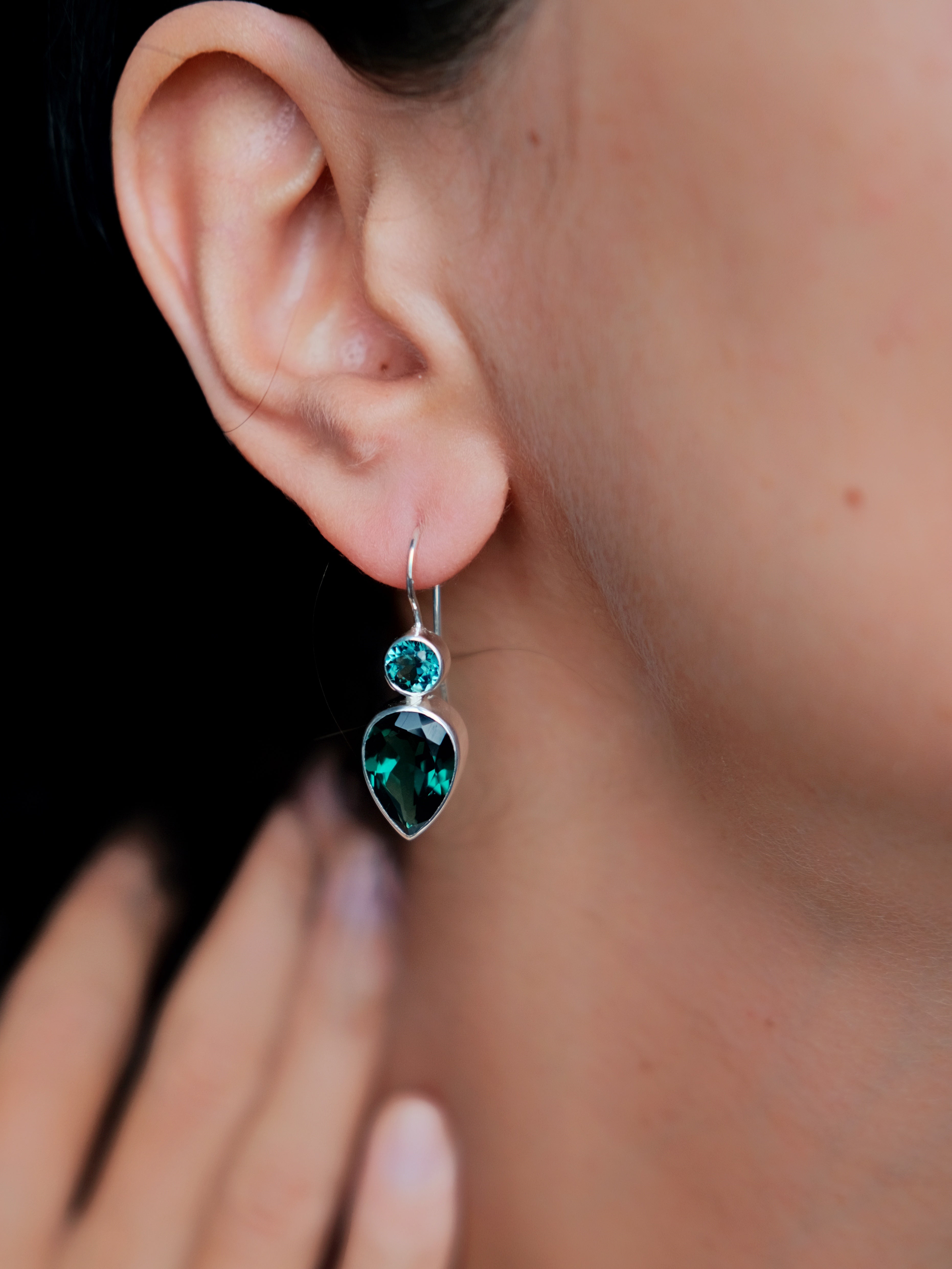 JOAN Green Quartz Silver Earrings