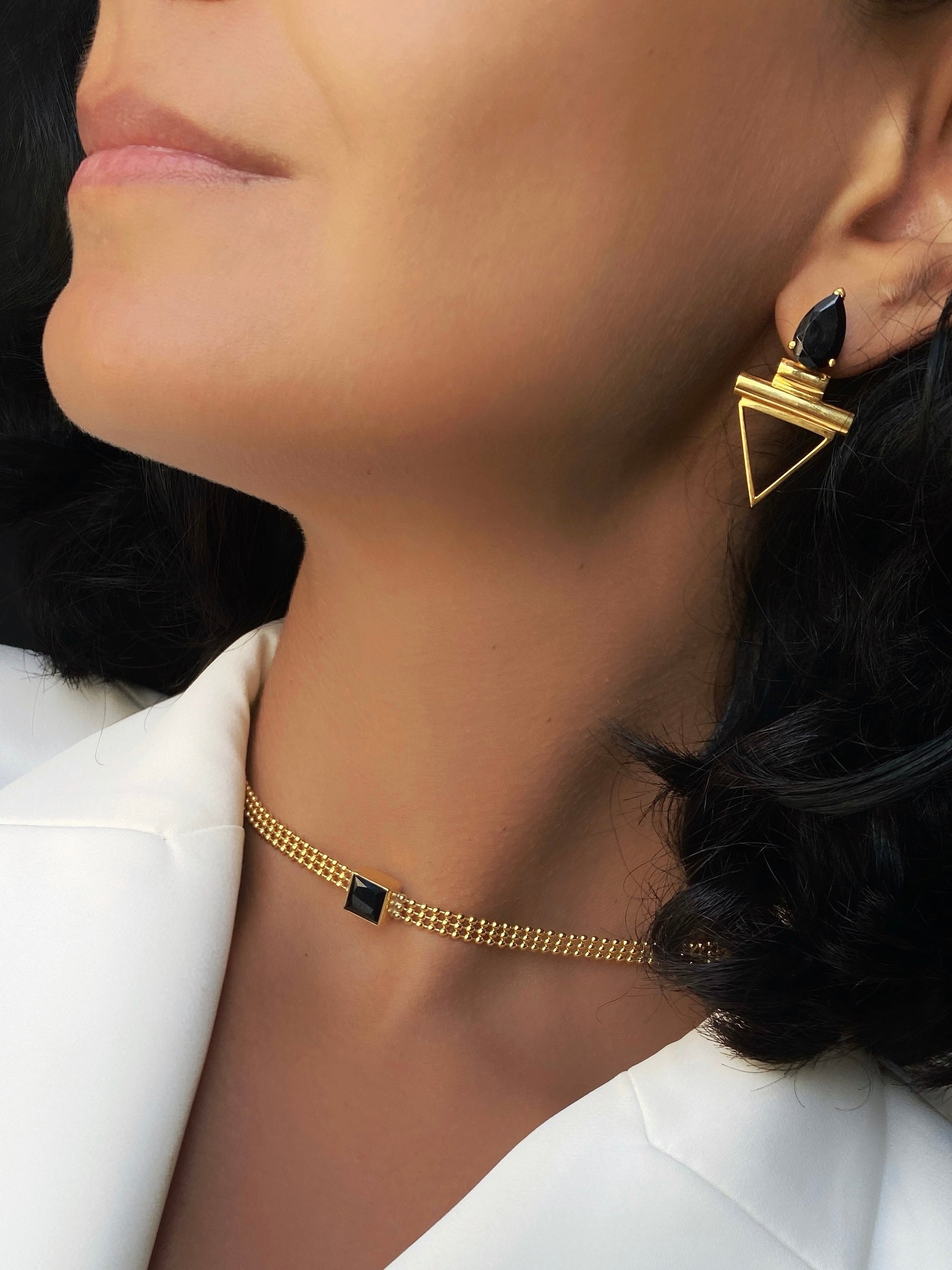 LISA Black Spinel Gold Earrings