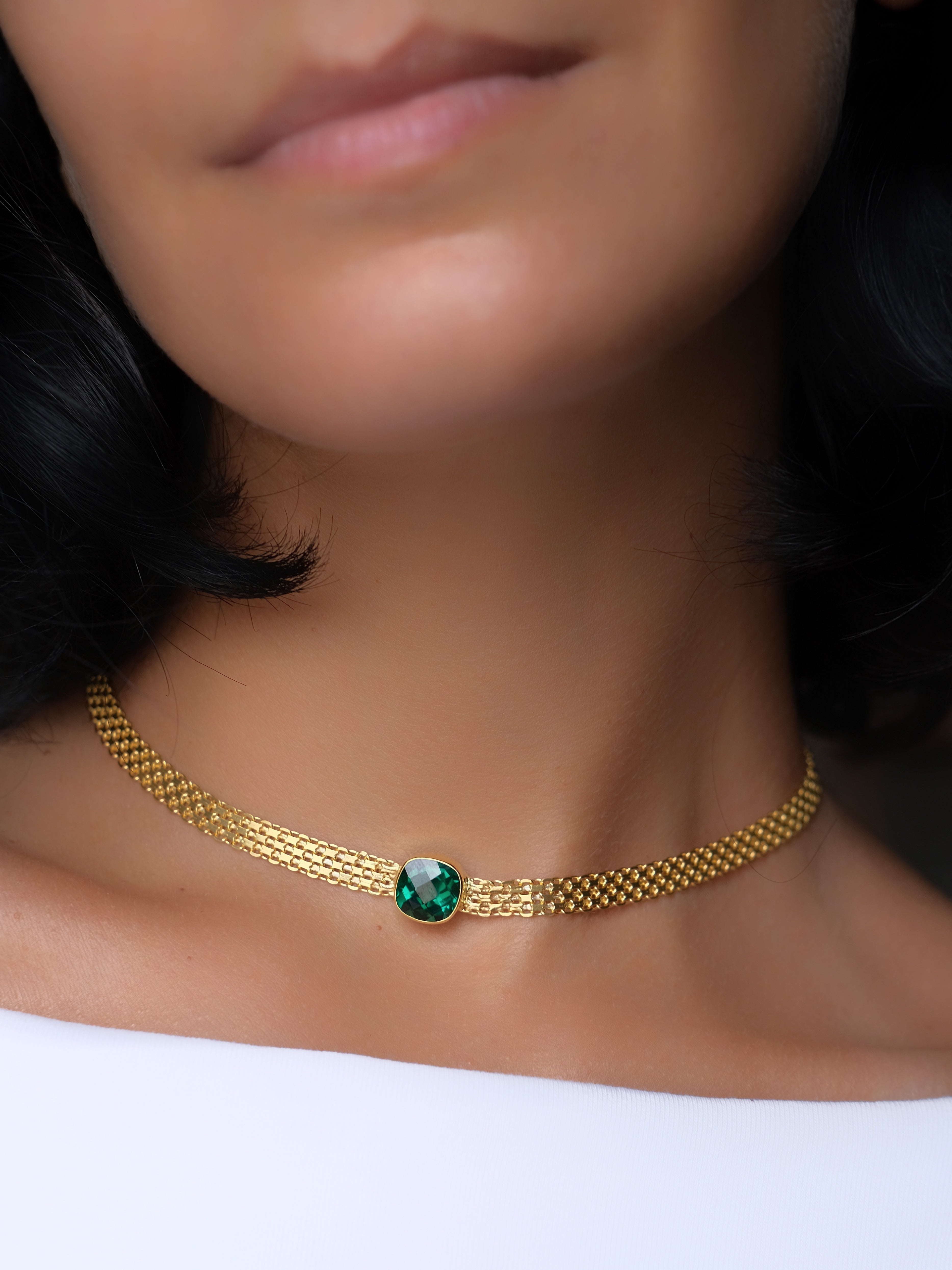 GWEN Green Quartz Gold Necklace
