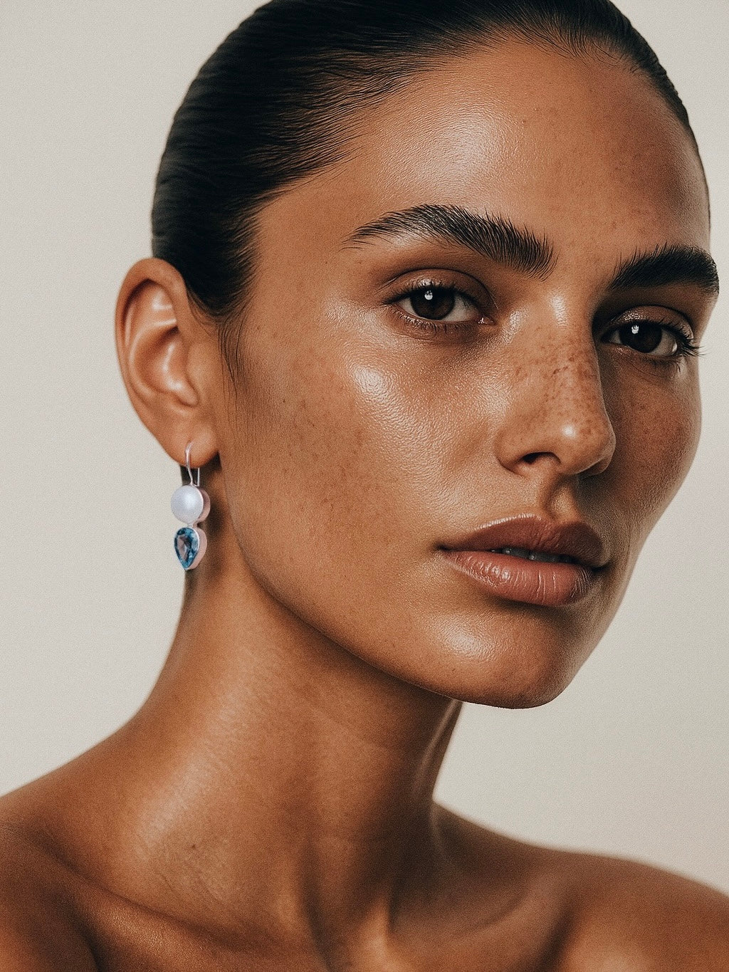 JOAN Pearls and Blue Topaz Silver Earrings