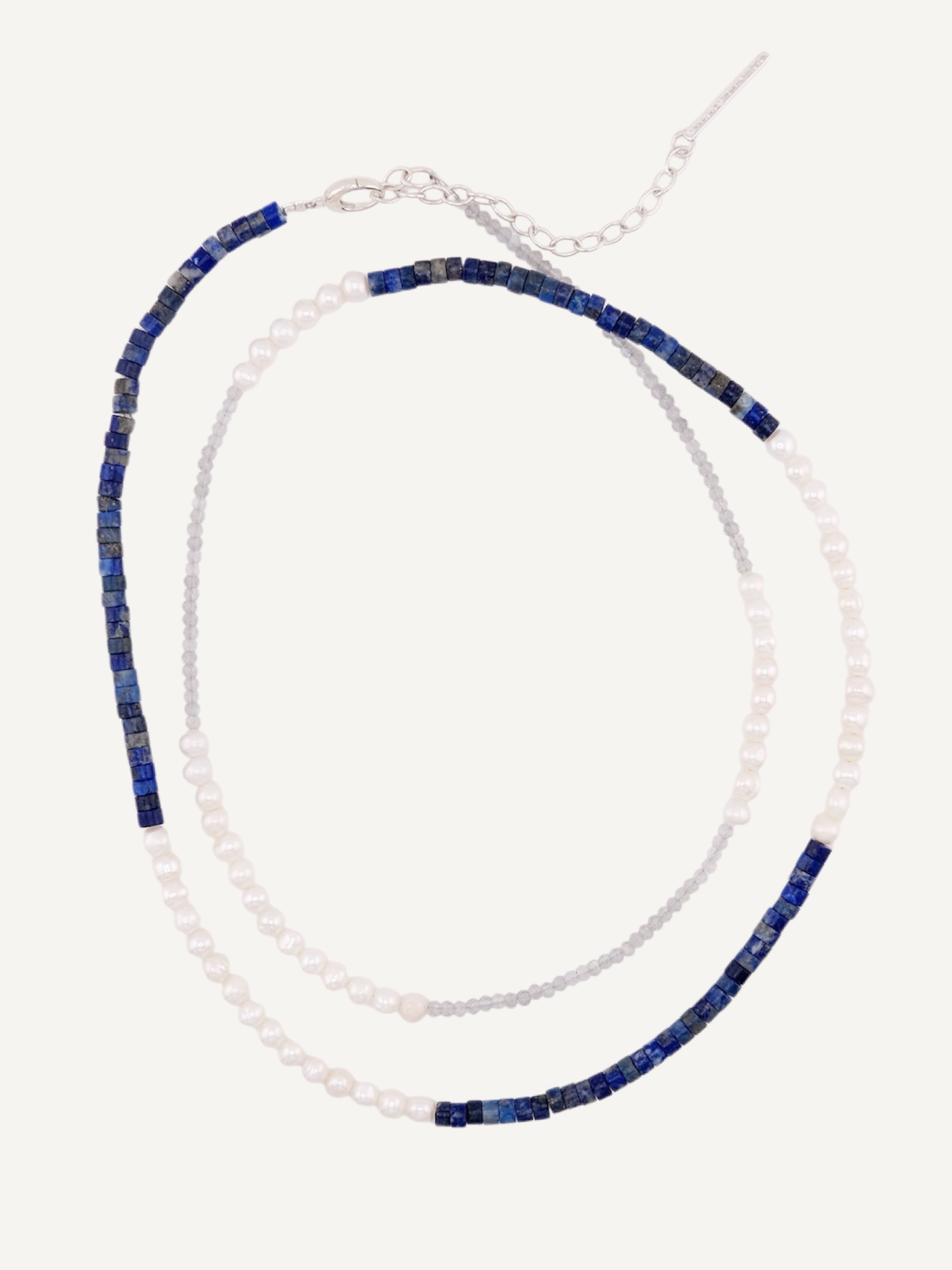 IDA Lapis Lazuli and  Pearl Silver Necklace