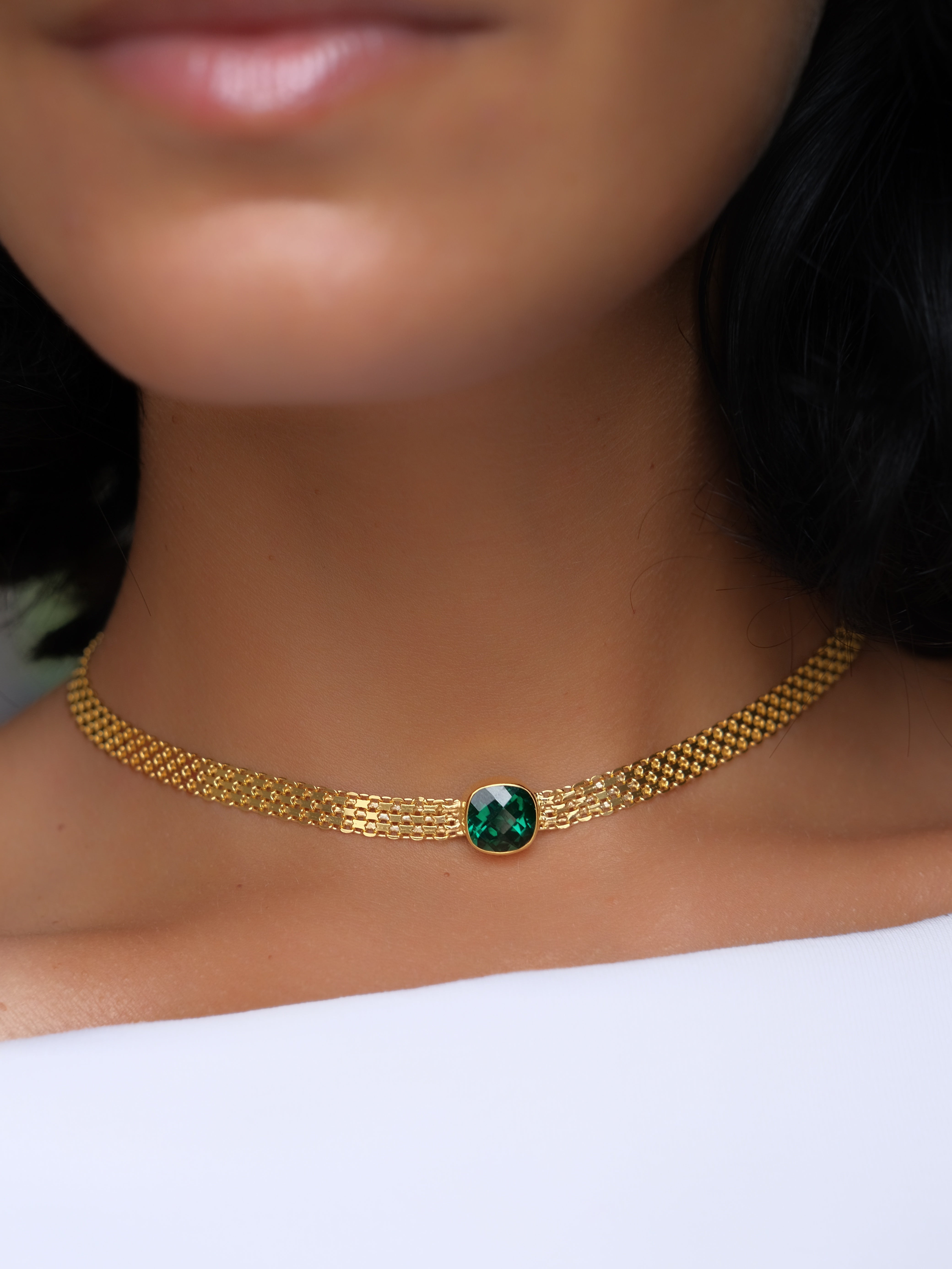 GWEN Green Quartz Gold Necklace