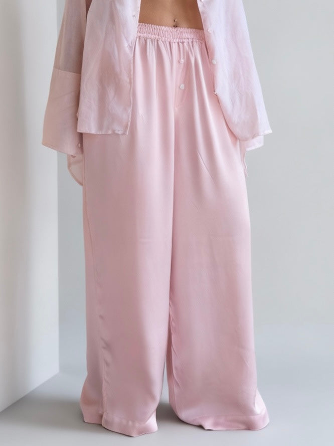 Pants Viscose Satin Pink