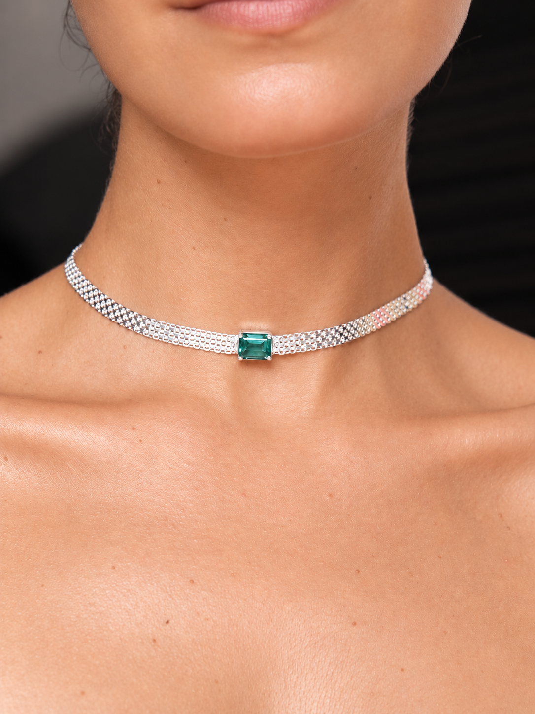 MILANA Green Quartz Silver Necklace
