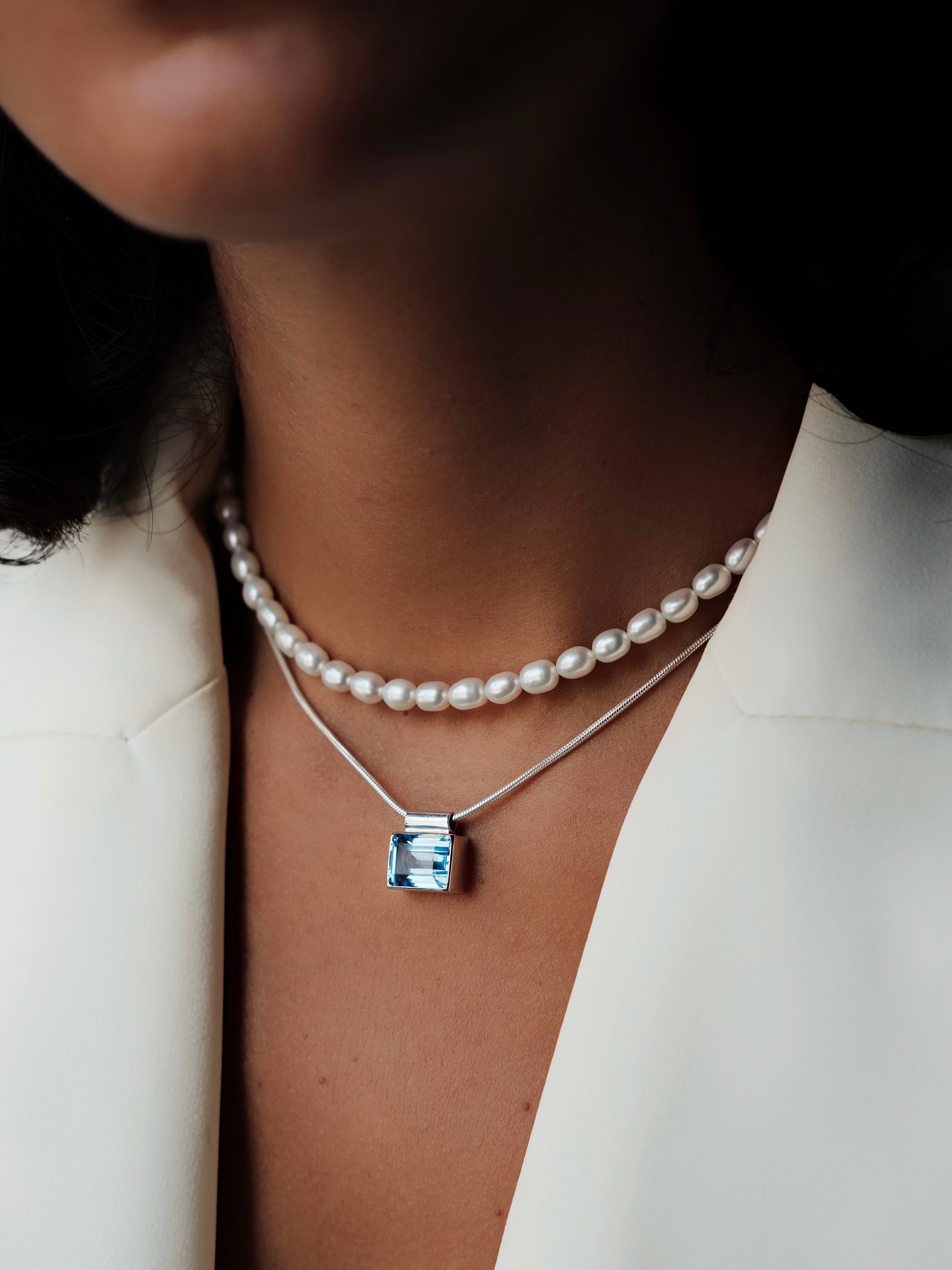 VERONICA Blue Topaz Silver Necklace