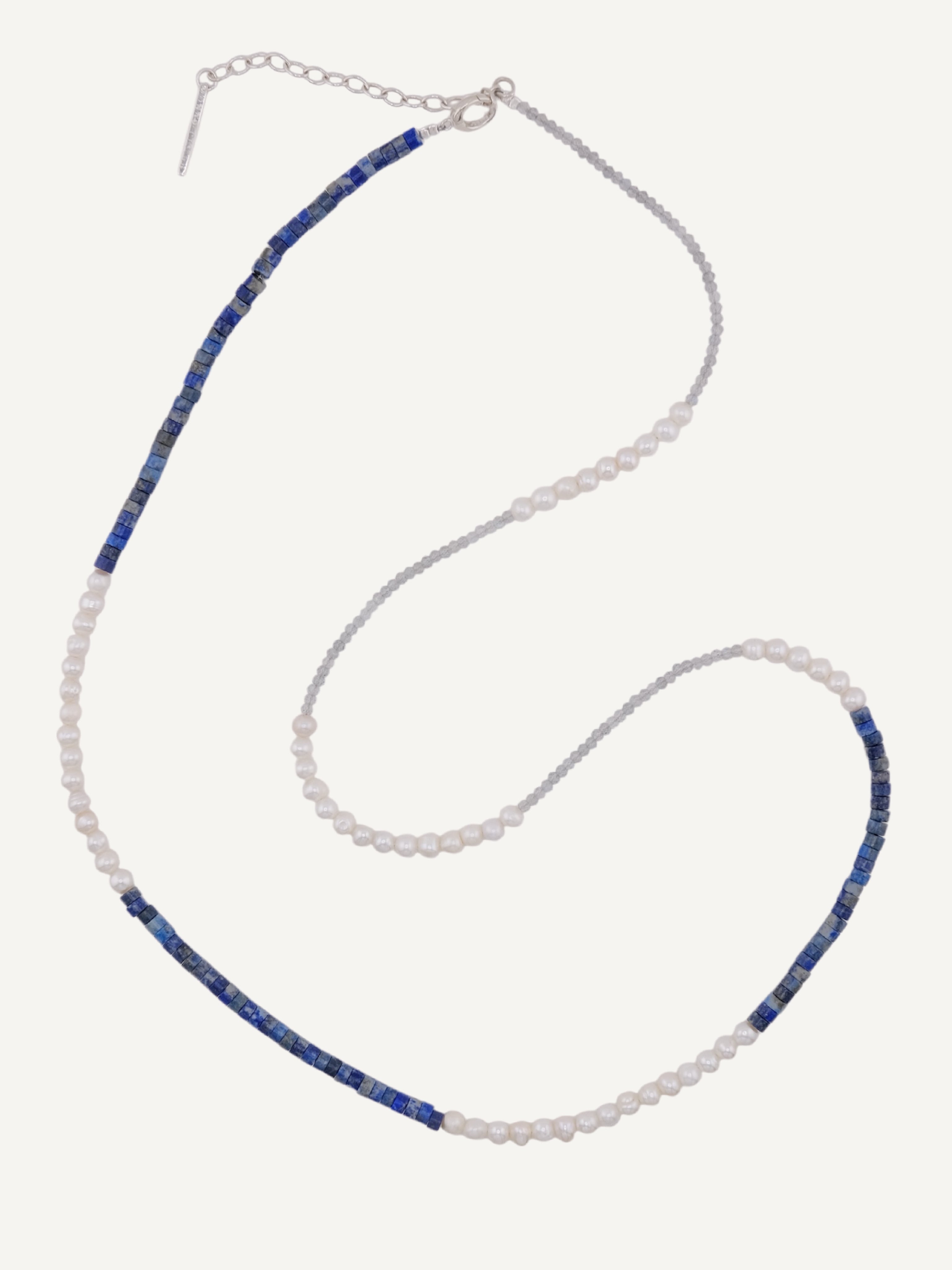 IDA Lapis Lazuli and  Pearl Silver Necklace