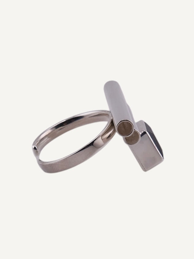 MARU Black Spinel Silver Ring