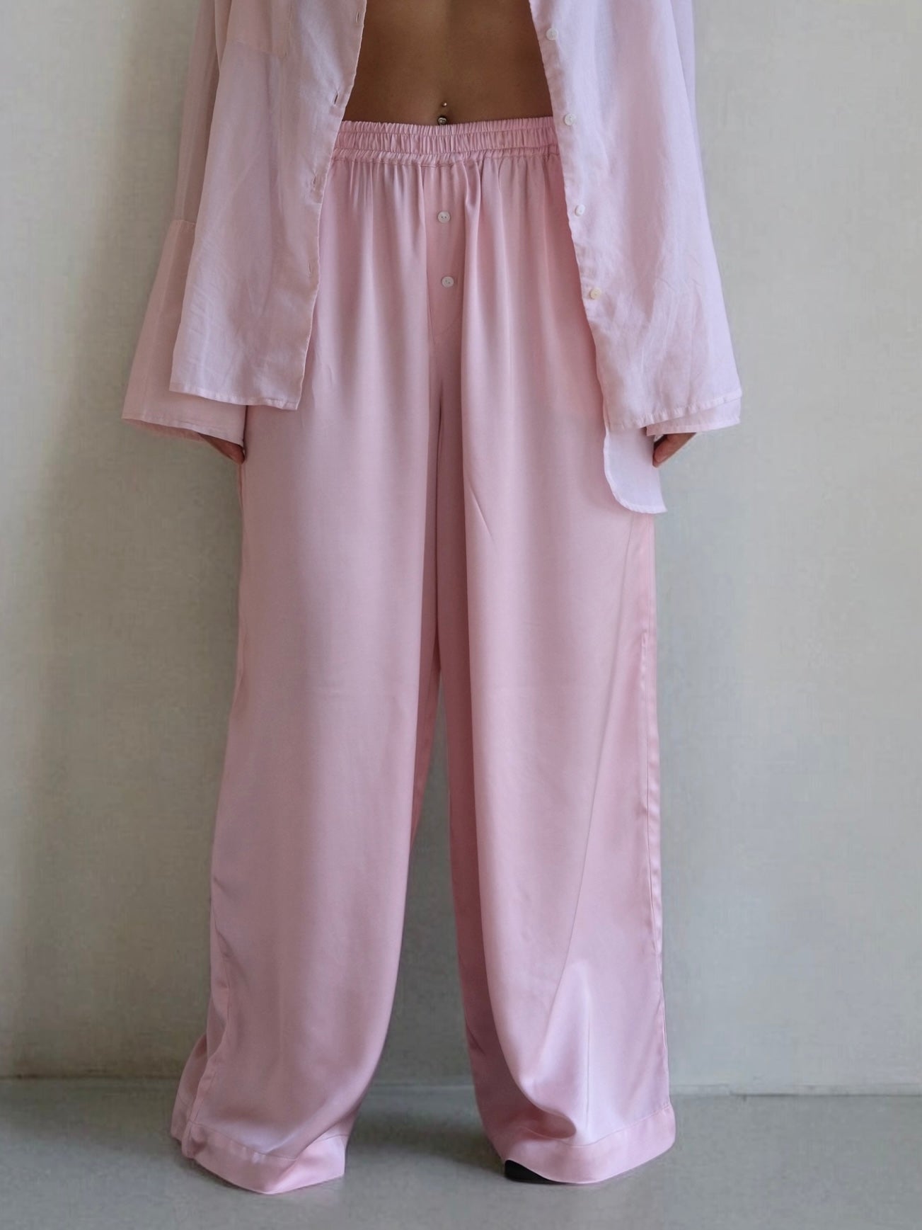 Pants Viscose Satin Pink