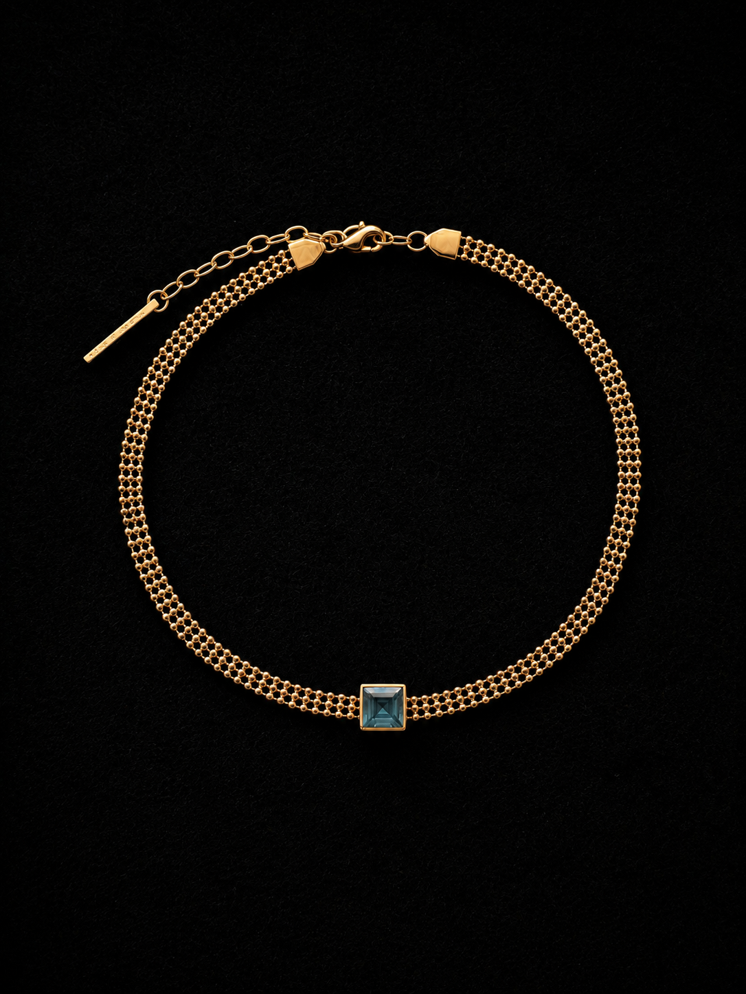 AVA Blue Topaz Gold Necklace/Choker