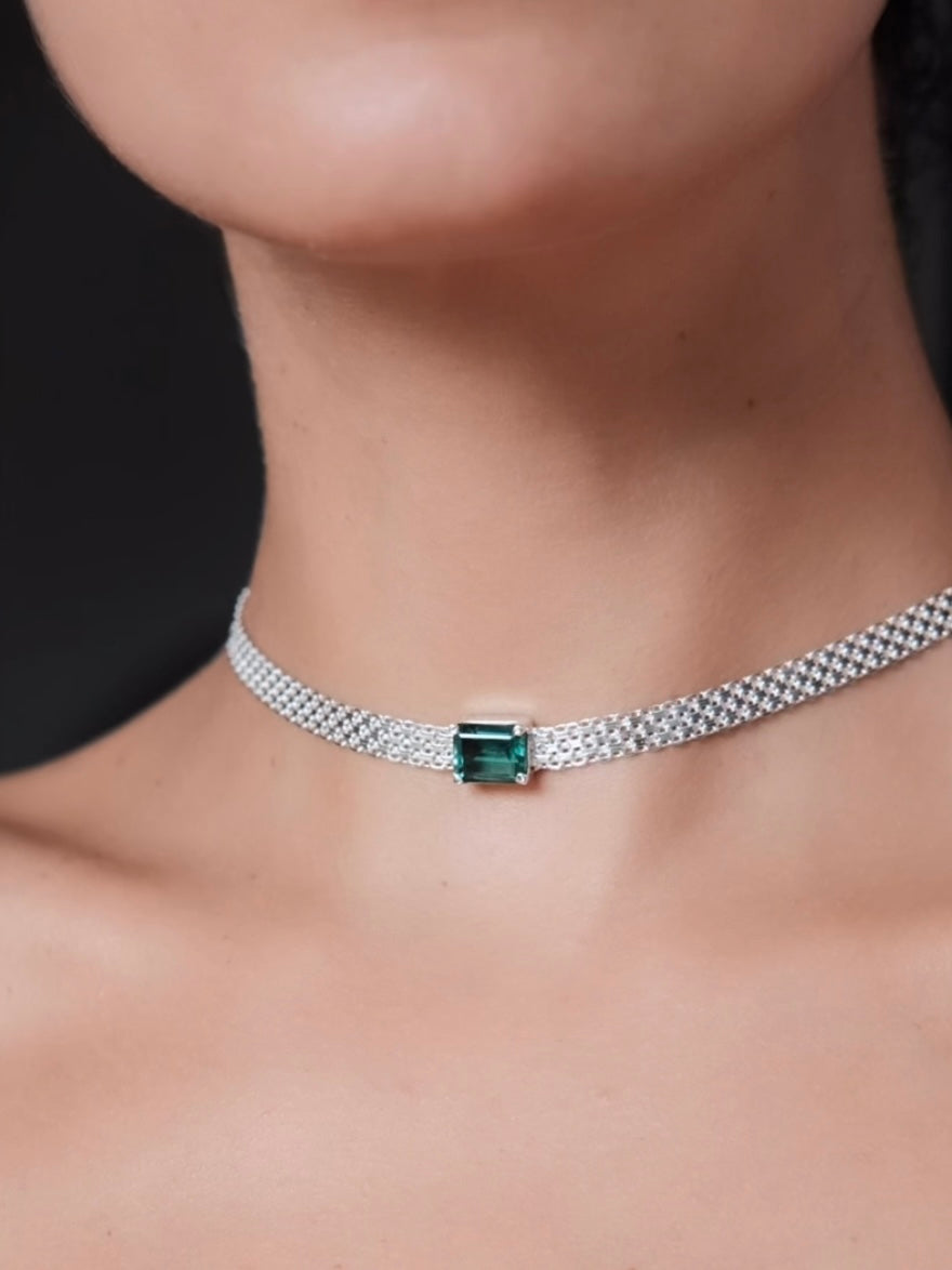 MILANA Green Quartz Silver Necklace