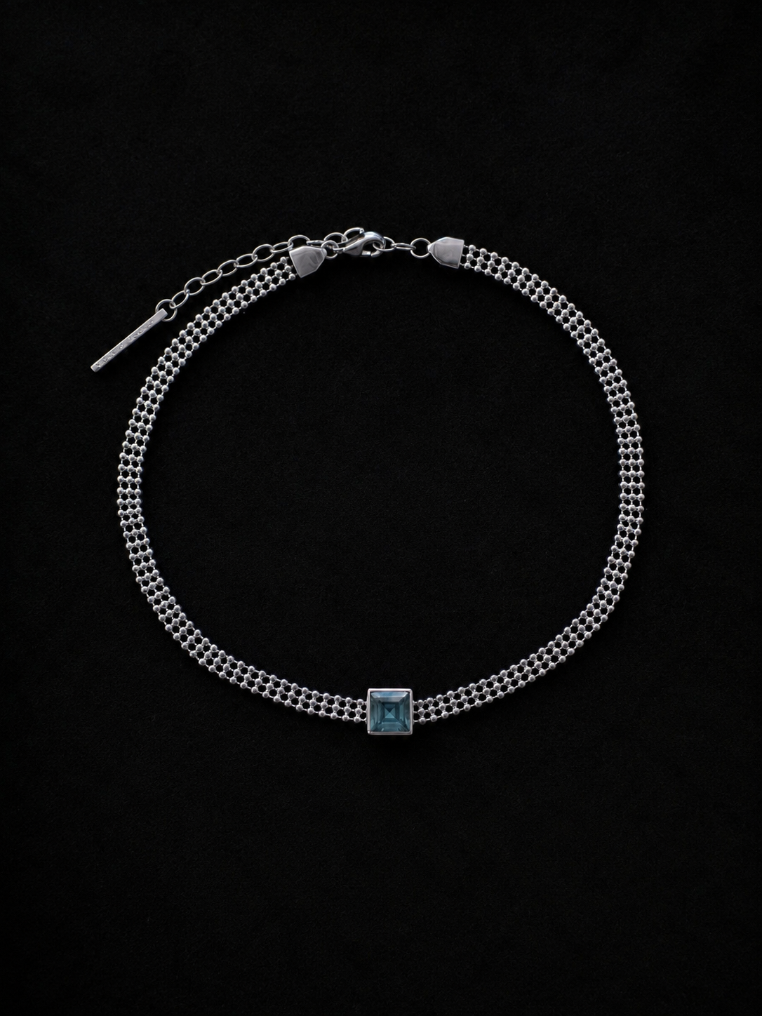 AVA Blue Topaz Silver Necklace/Choker