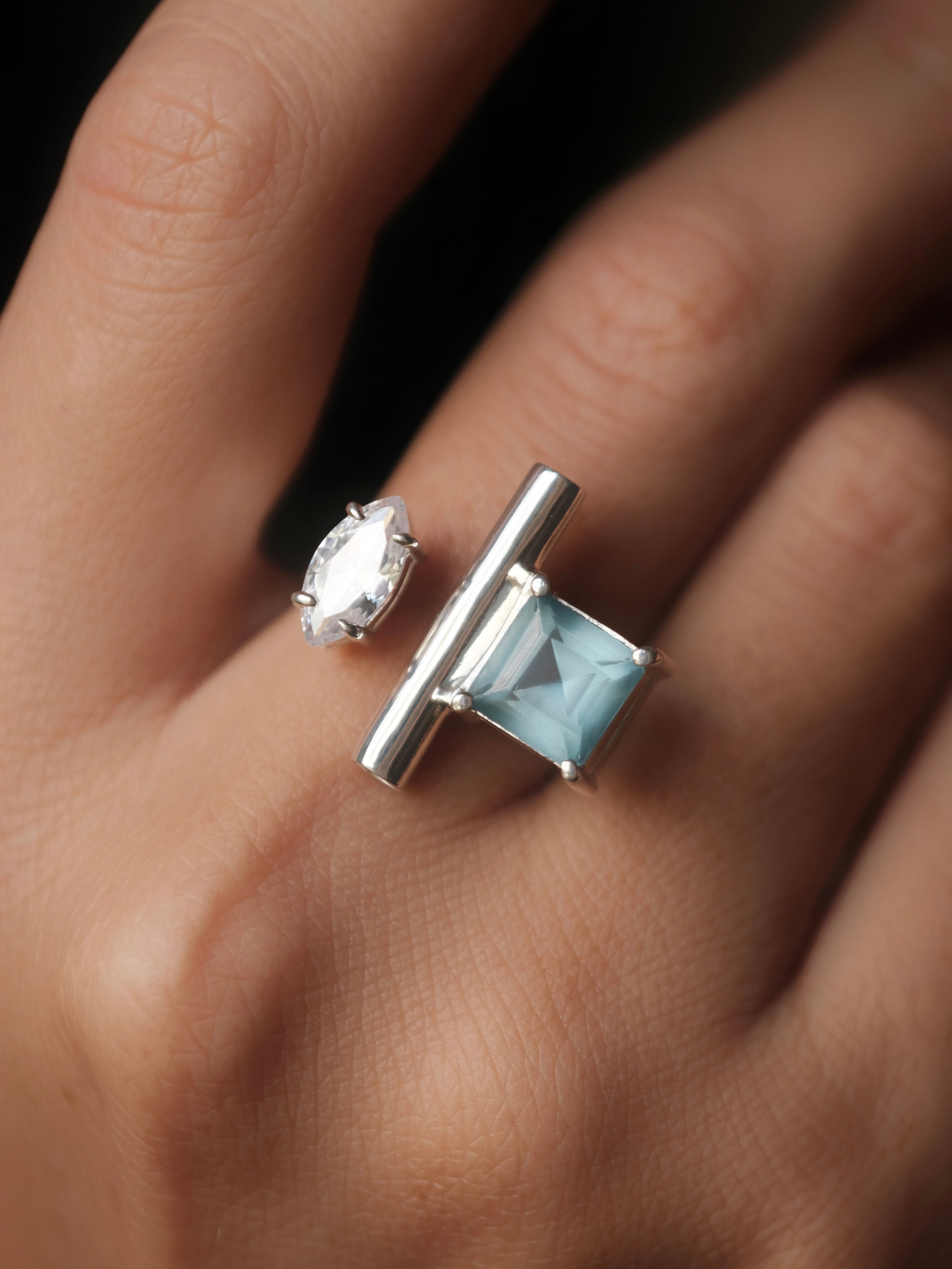 EMMA Blue Topaz Silver Ring