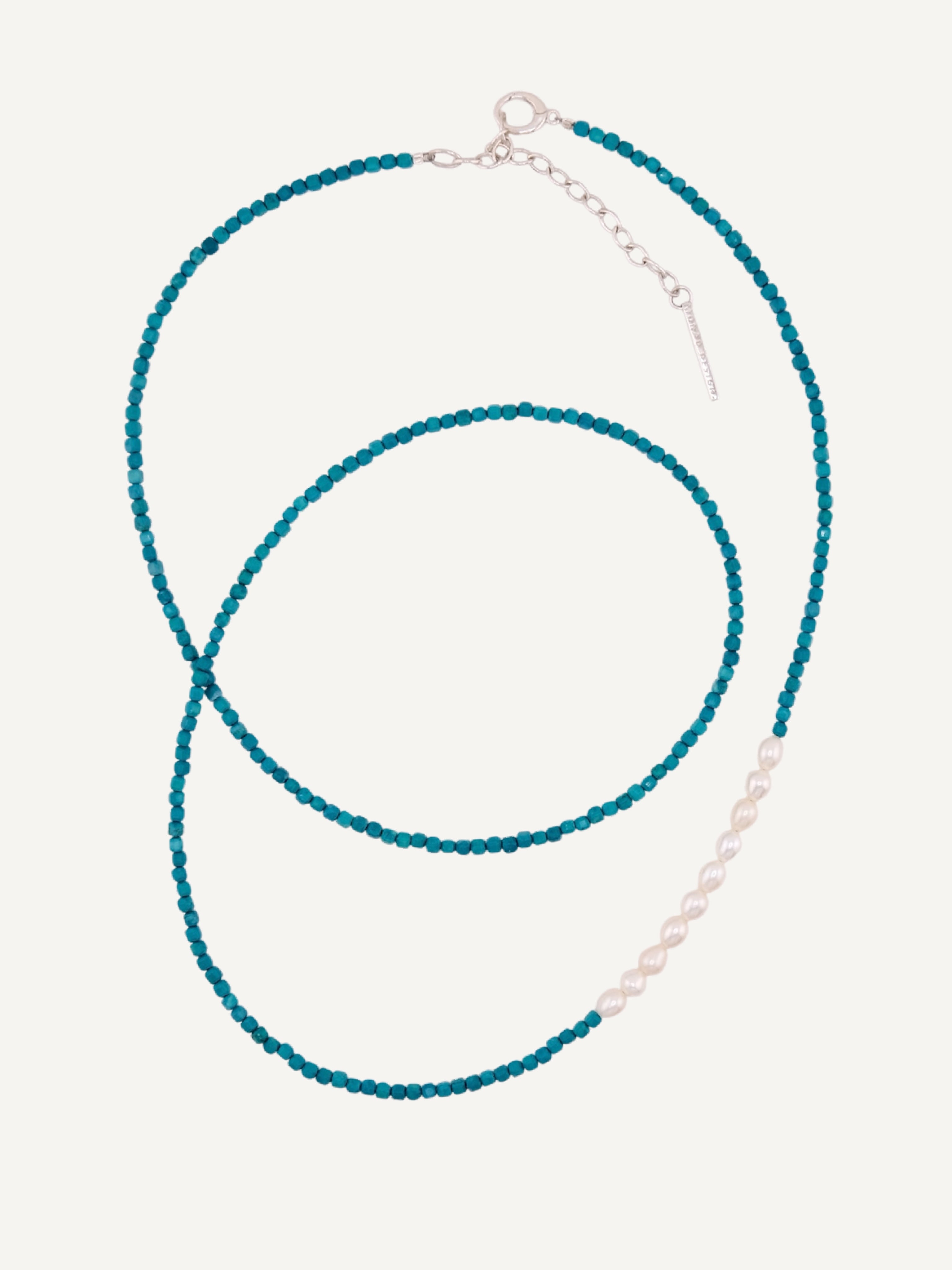 IDA Turquose and  Pearl Silver Necklace