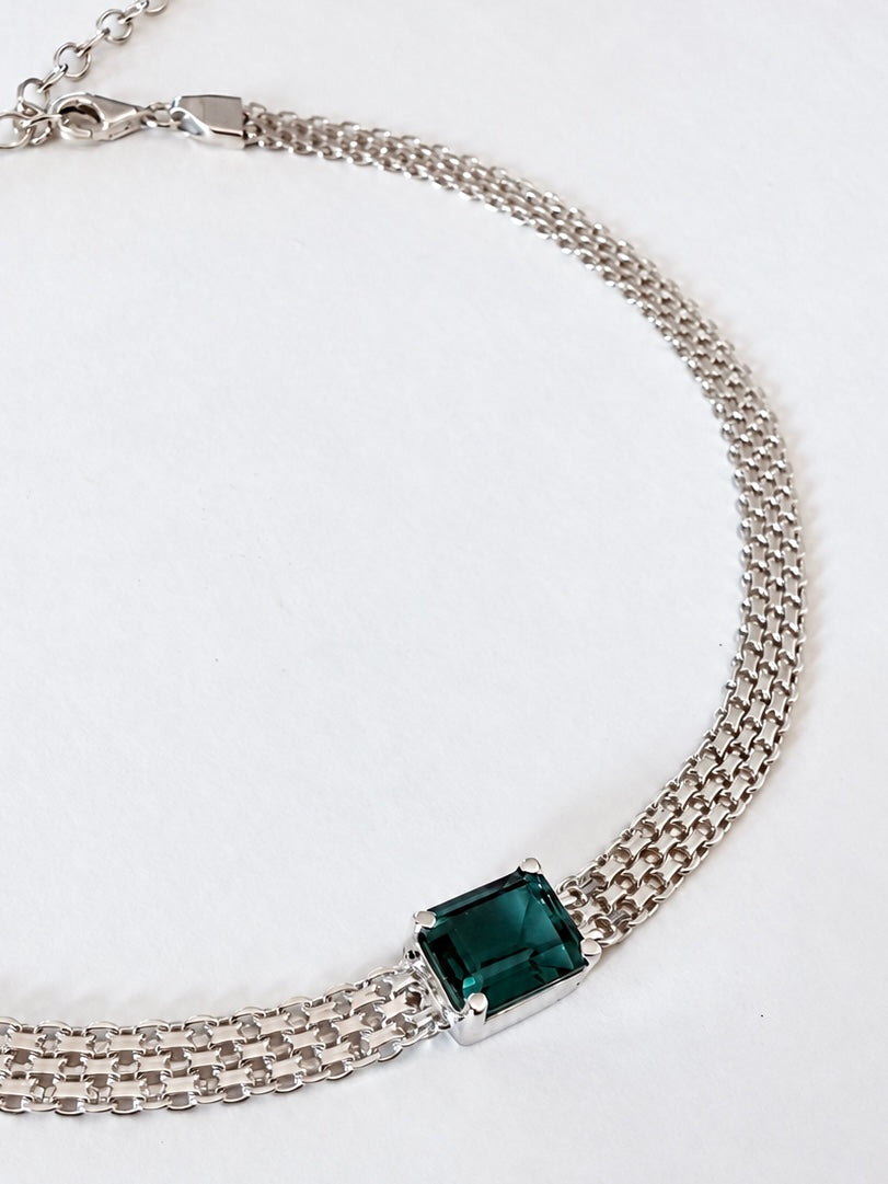 MILANA Green Quartz Silver Necklace