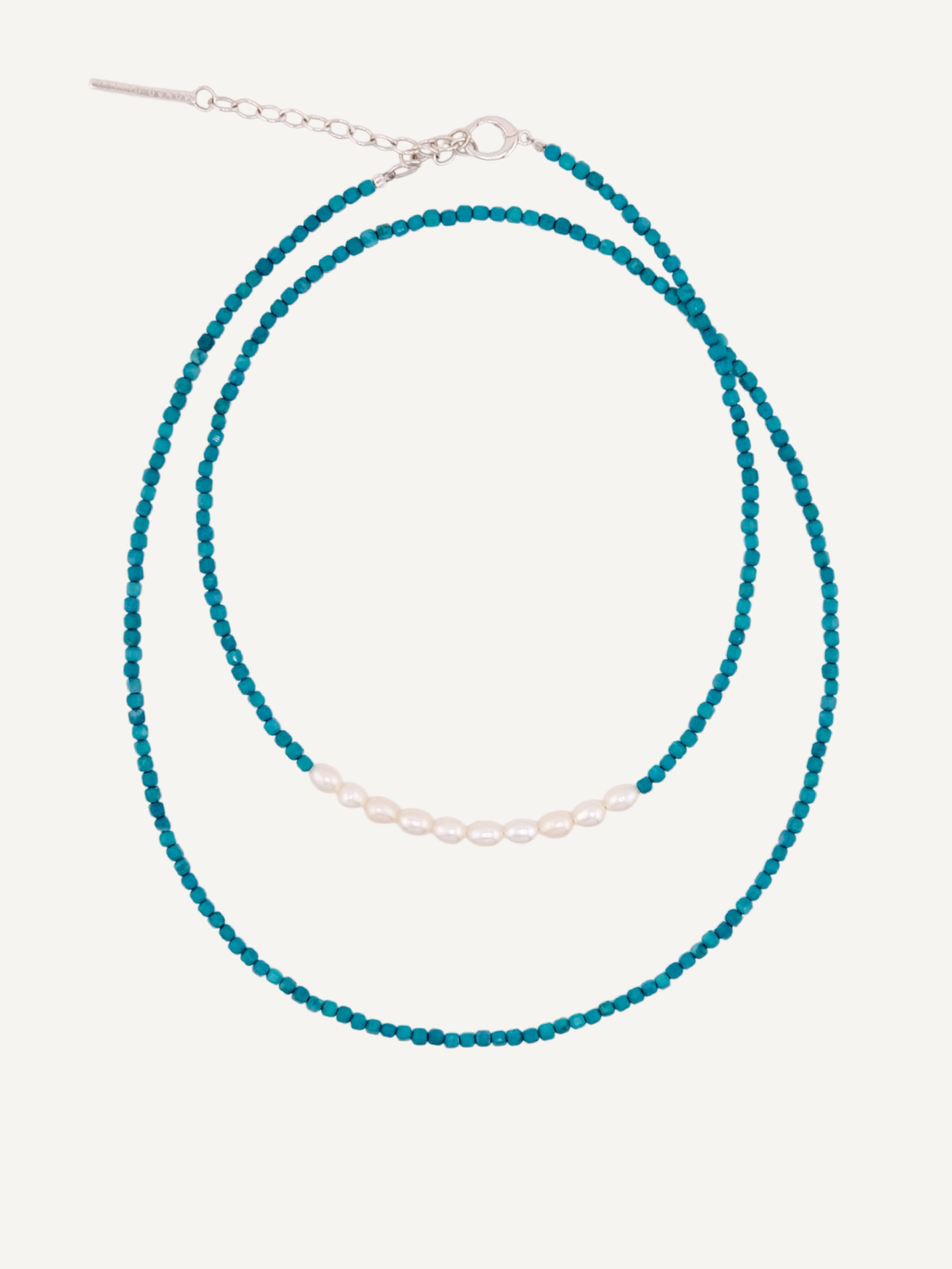IDA Turquose and  Pearl Silver Necklace