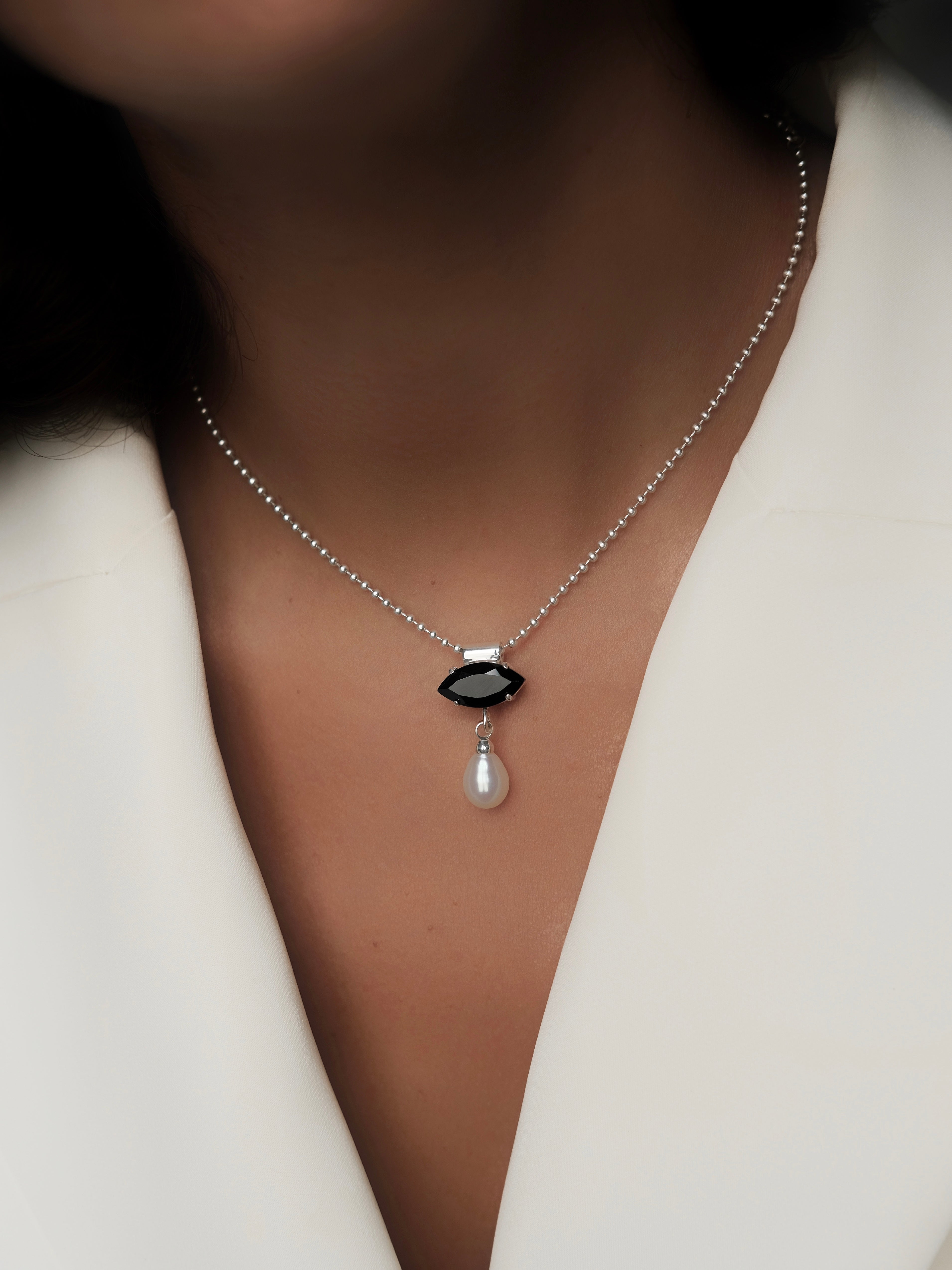 JULIET Black Spinel Silver Necklace